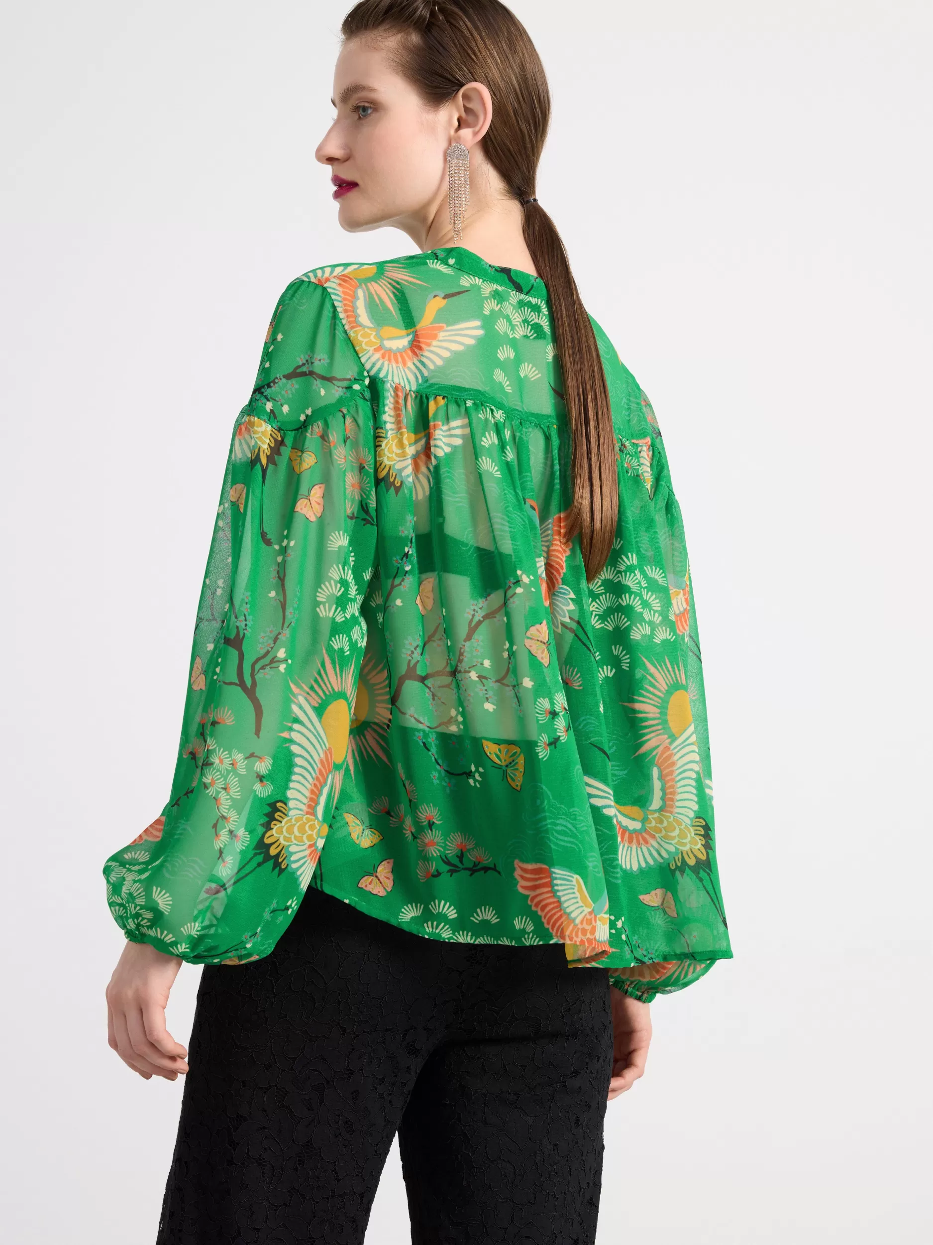 Lindex Bluser & Skjorter<Langermet Chiffonbluse Green