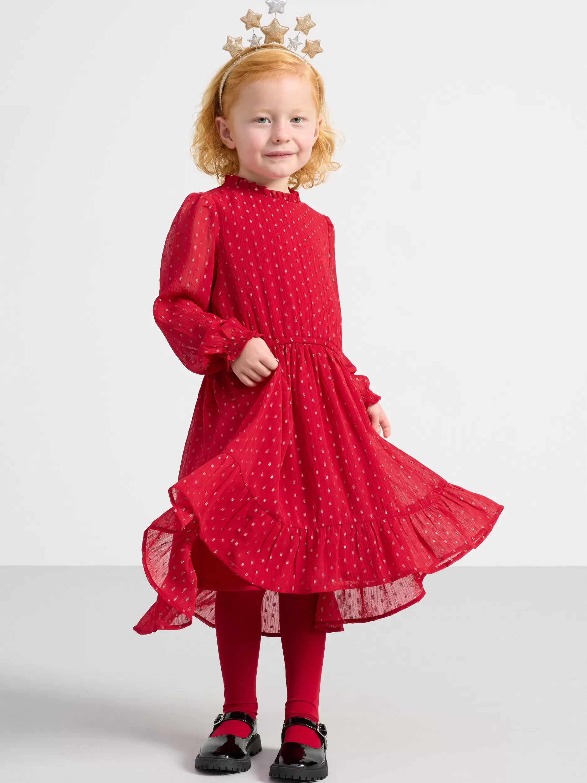 Lindex Kjoler<Langermet Chiffonkjole Dark Red