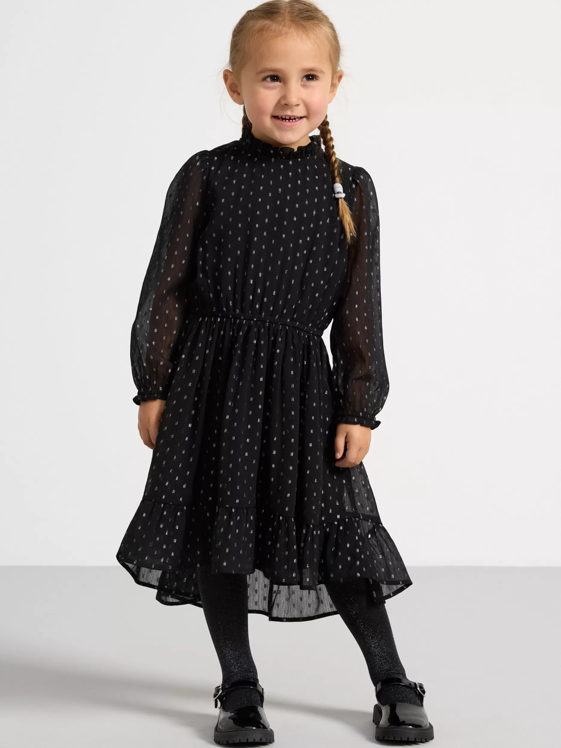 Lindex Kjoler<Langermet Chiffonkjole Black
