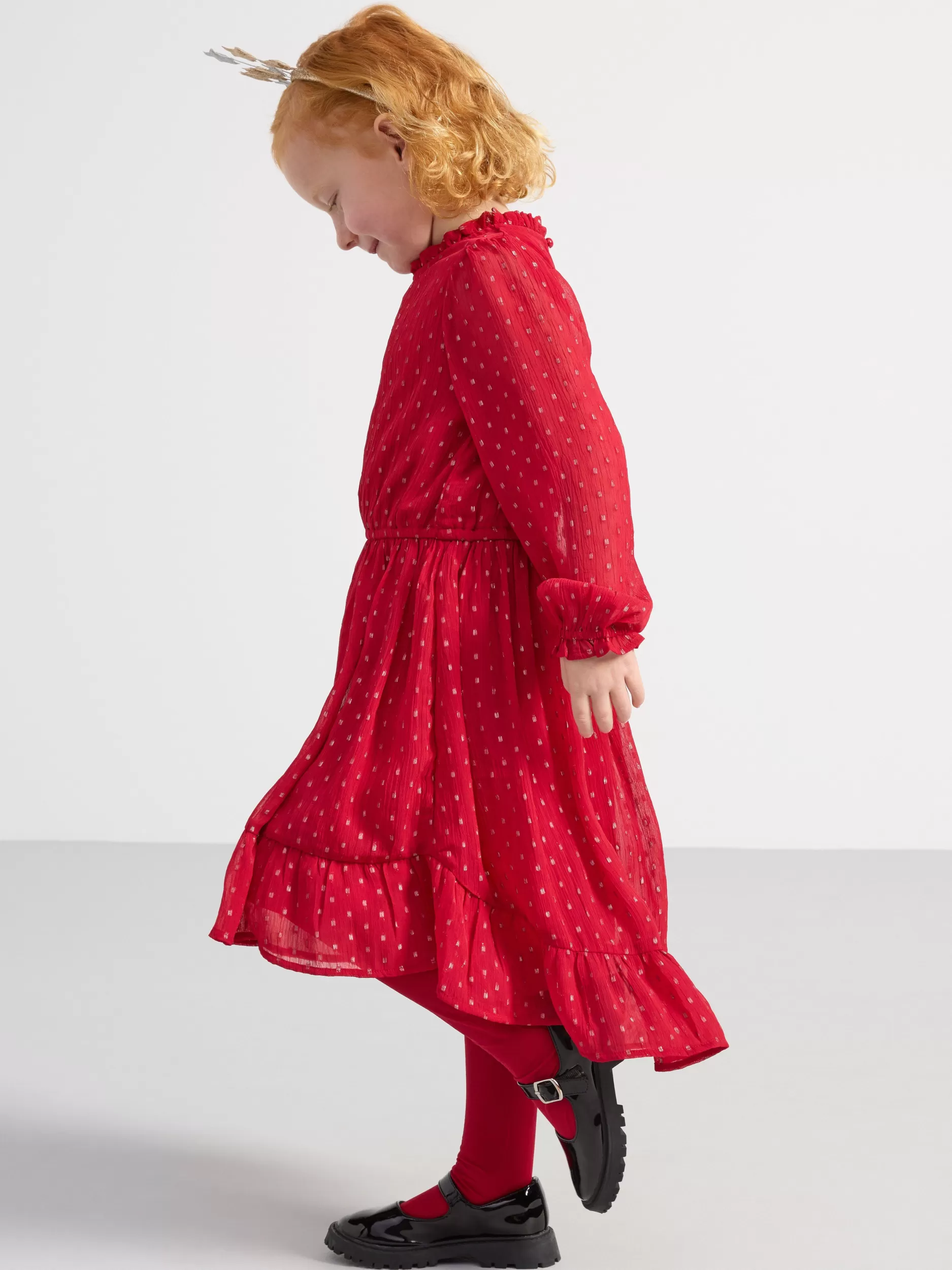 Lindex Kjoler<Langermet Chiffonkjole Dark Red