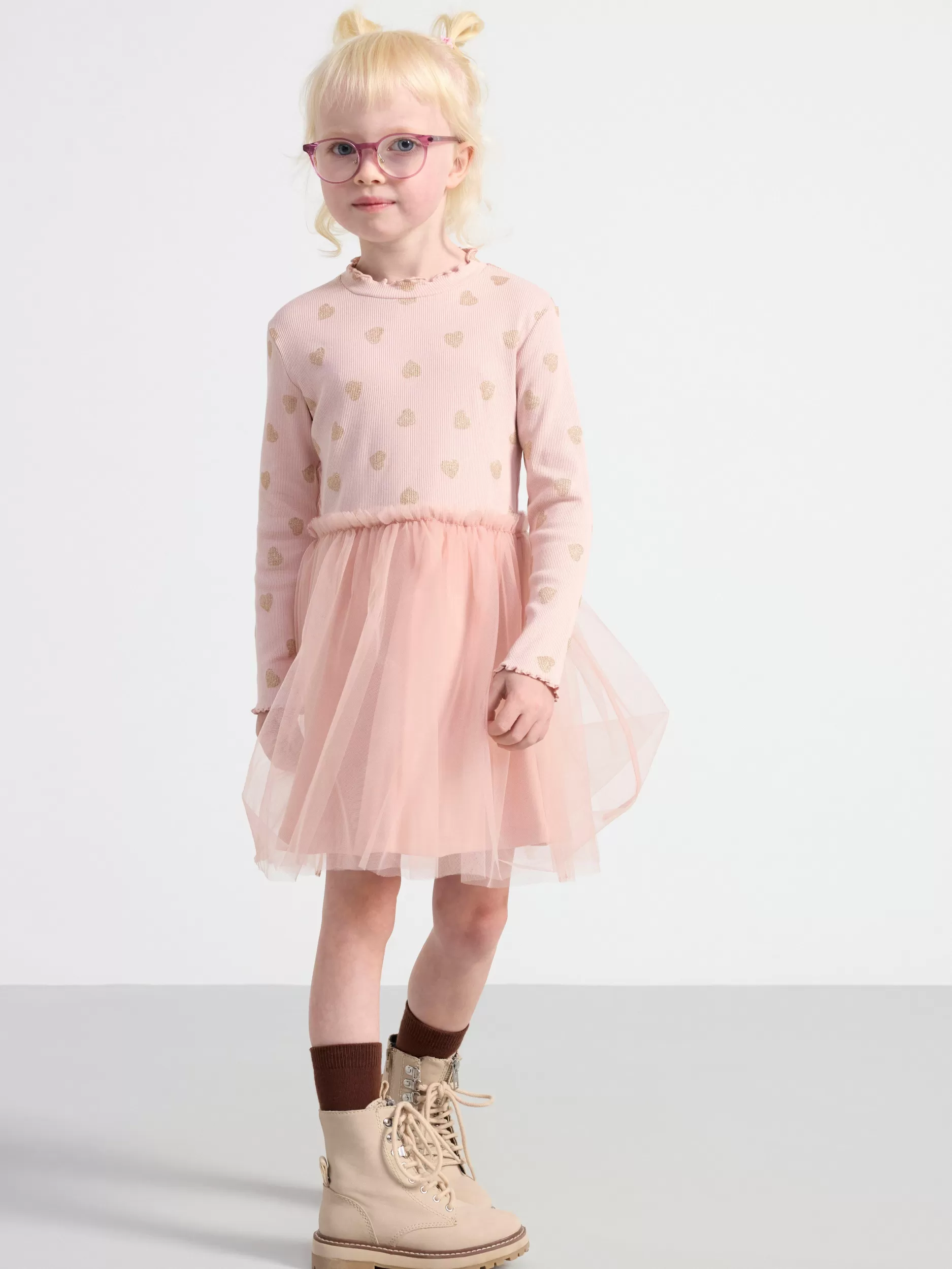 Lindex Kjoler<Langermet Kjole Med TyllSkjørt Dusty Pink