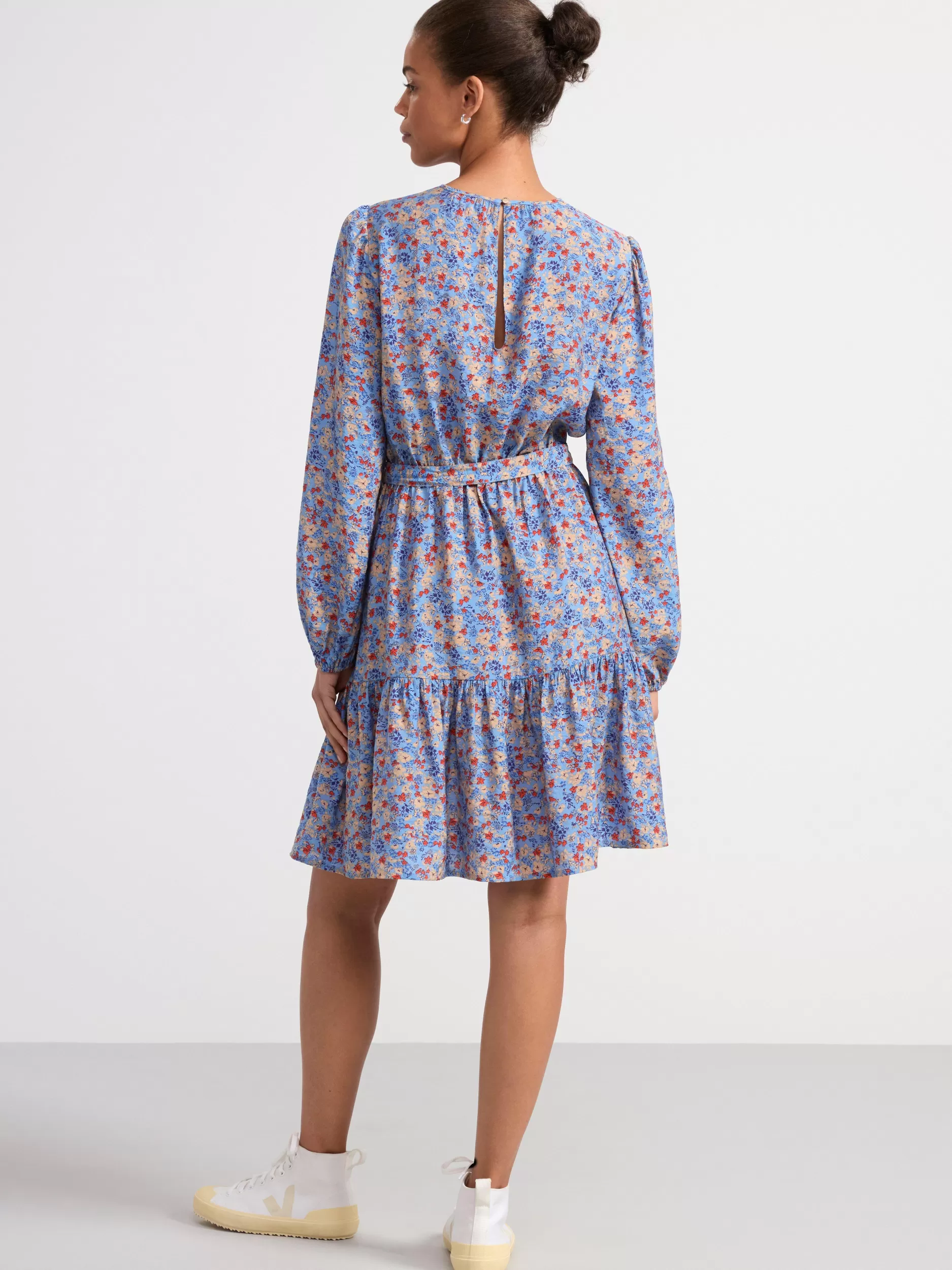 Lindex Kjoler<Langermet Minikjole Med Blomster Light Blue