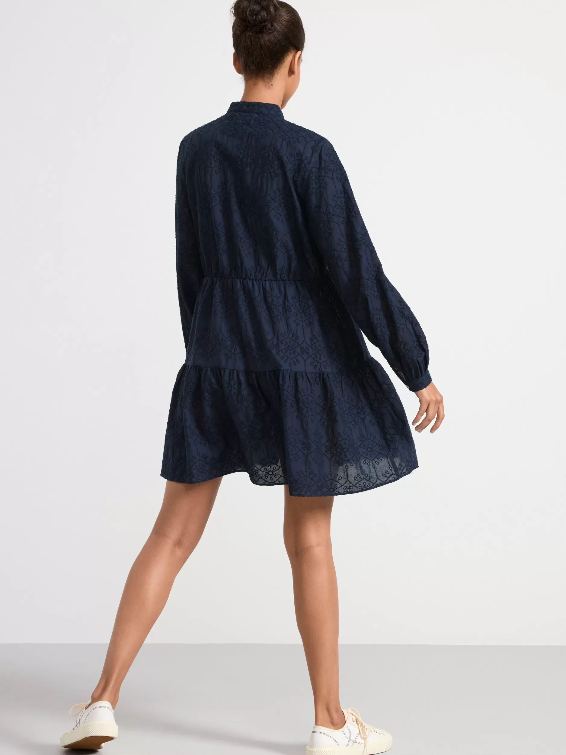 Lindex Kjoler<Langermet Minikjole Med Broderi Navy