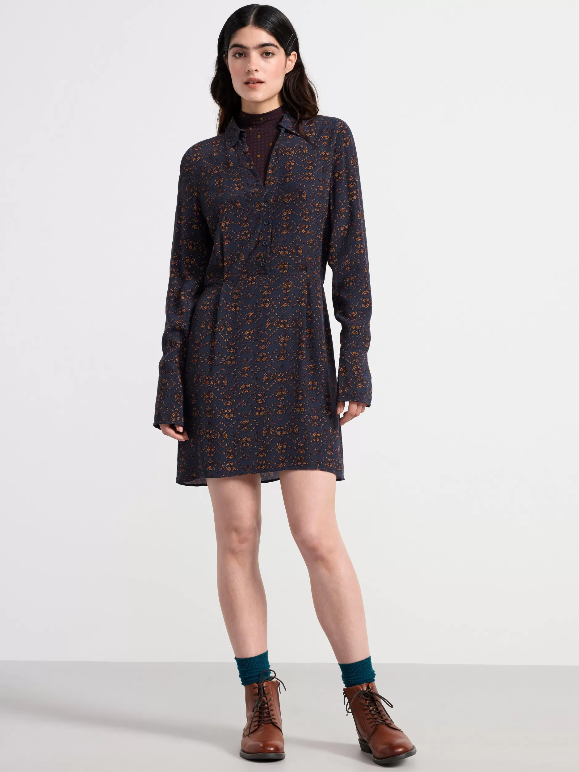 Lindex Kjoler<Langermet Minikjole Med Monster Dark Navy