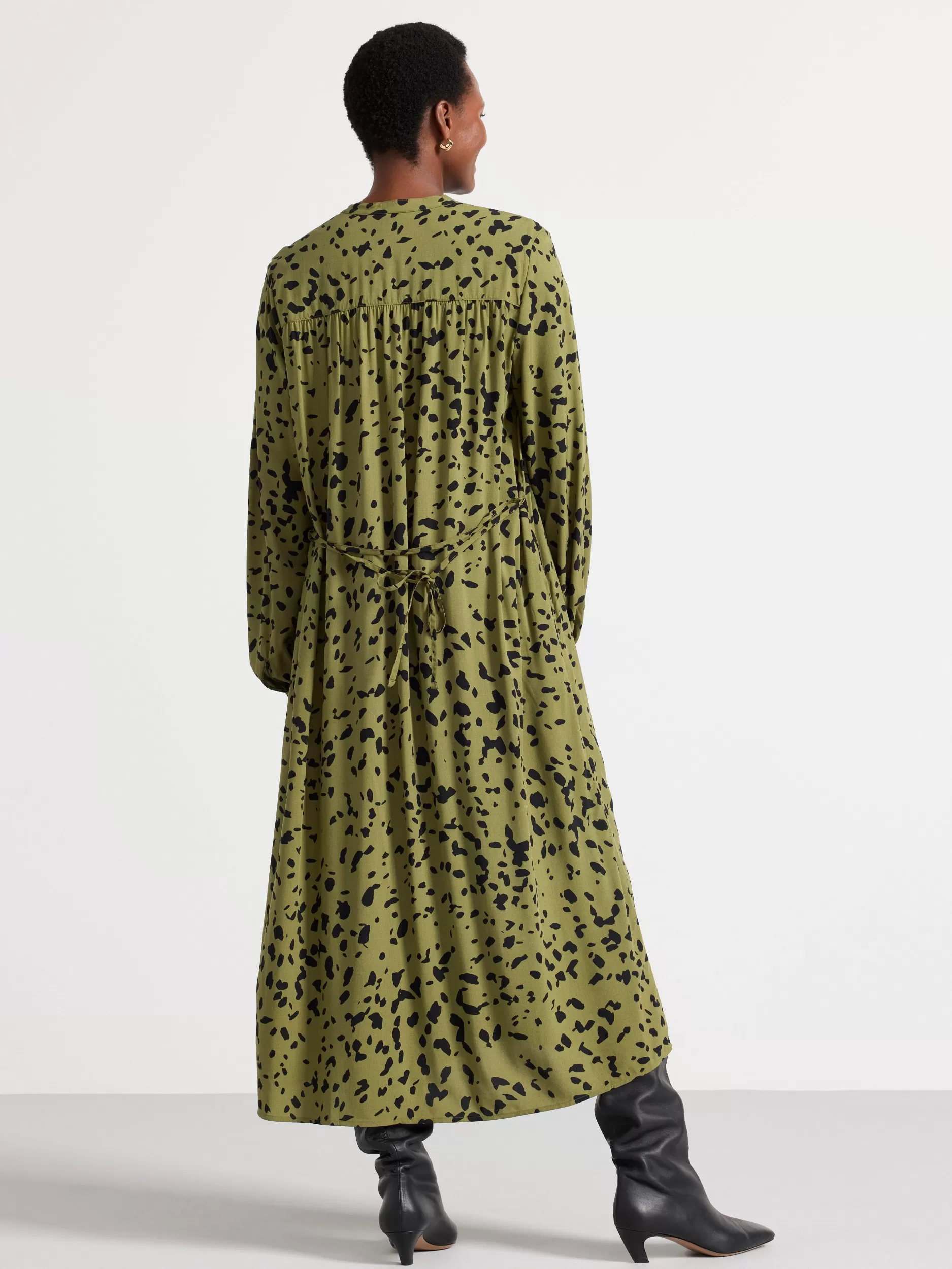 Lindex Kjoler<Langermet, Monstret Kjole Dark Green