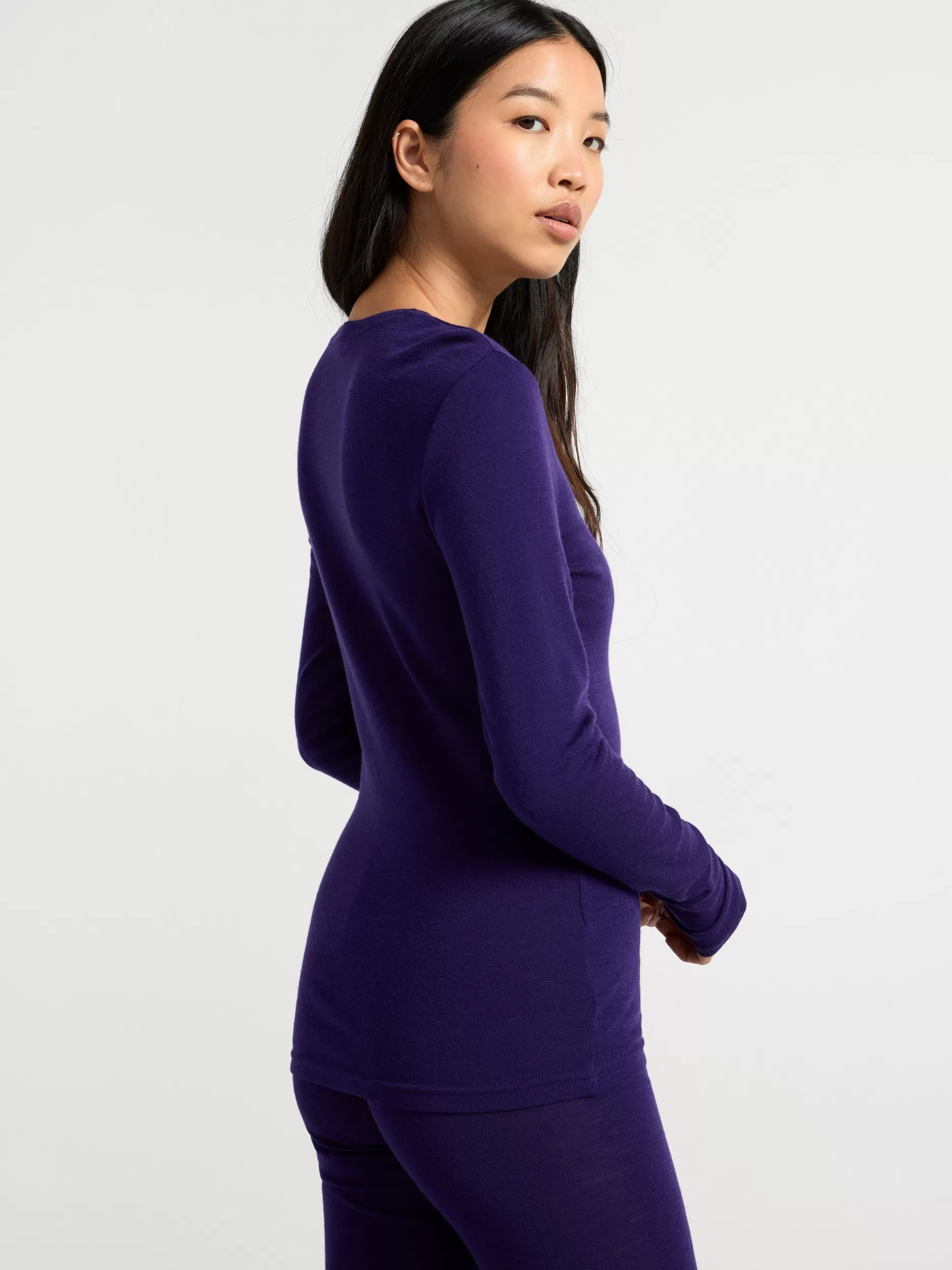 Lindex Topper & T-Skjorter<Langermet Overdel I Merinoull Dark Lilac