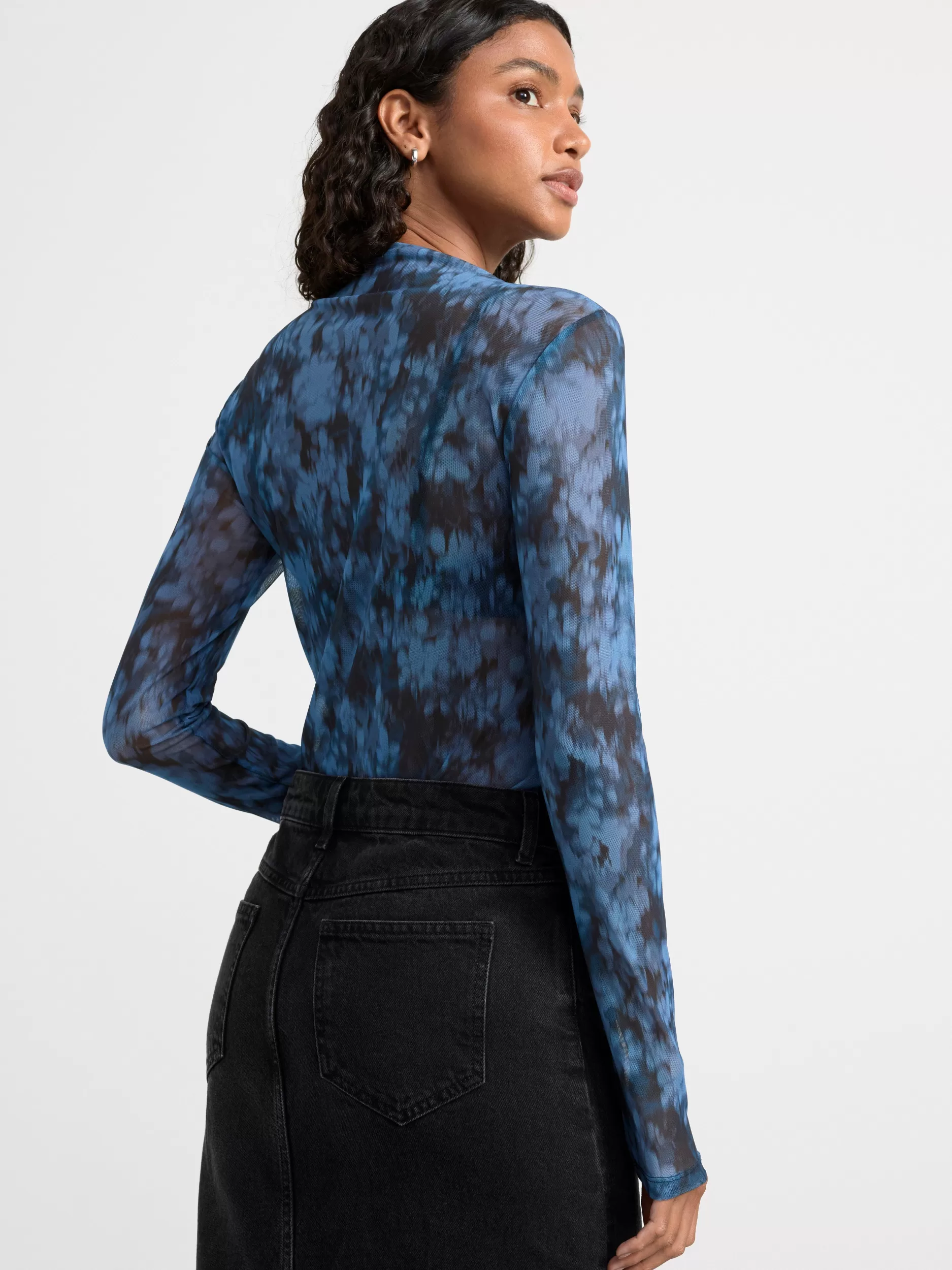 Lindex Topper & T-Skjorter<Langermet Overdel I Netting Dark Dusty Blue