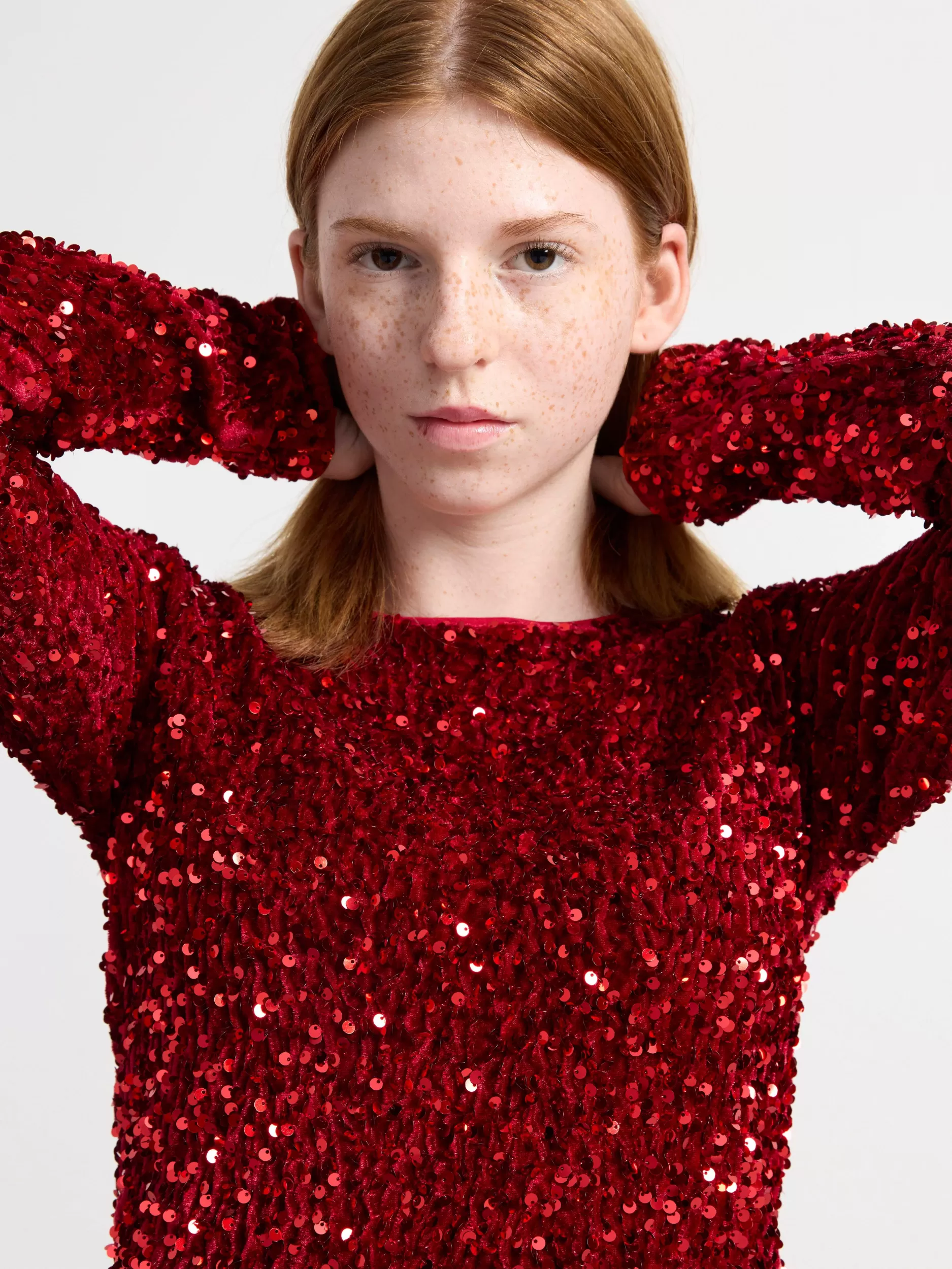 Lindex Topper & T-Skjorter<Langermet Overdel Med Paljetter Dark Dusty Red