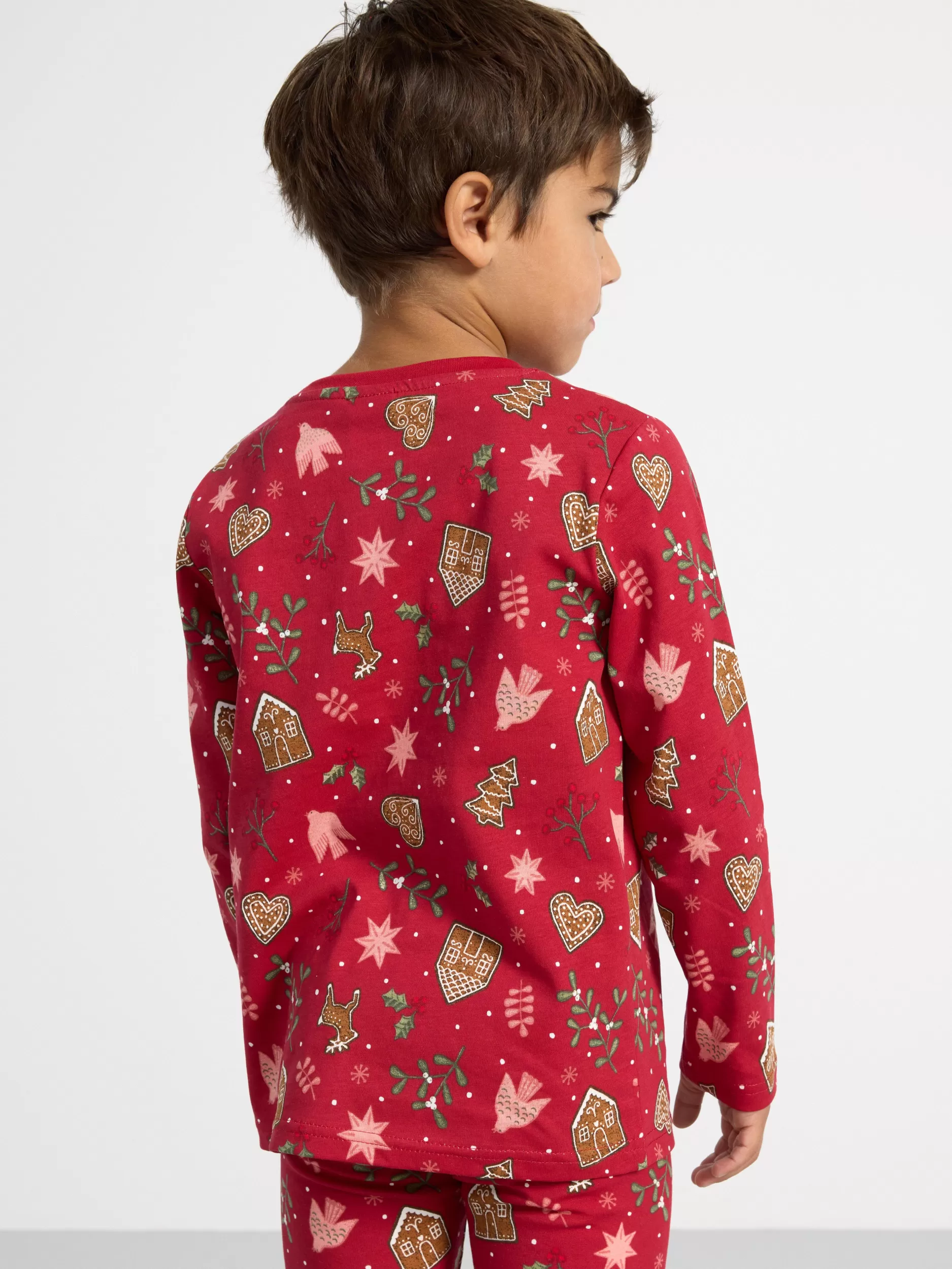 Lindex Topper & T-Skjorter<Langermet Overdel Med Pepperkaketrykk Dark Red