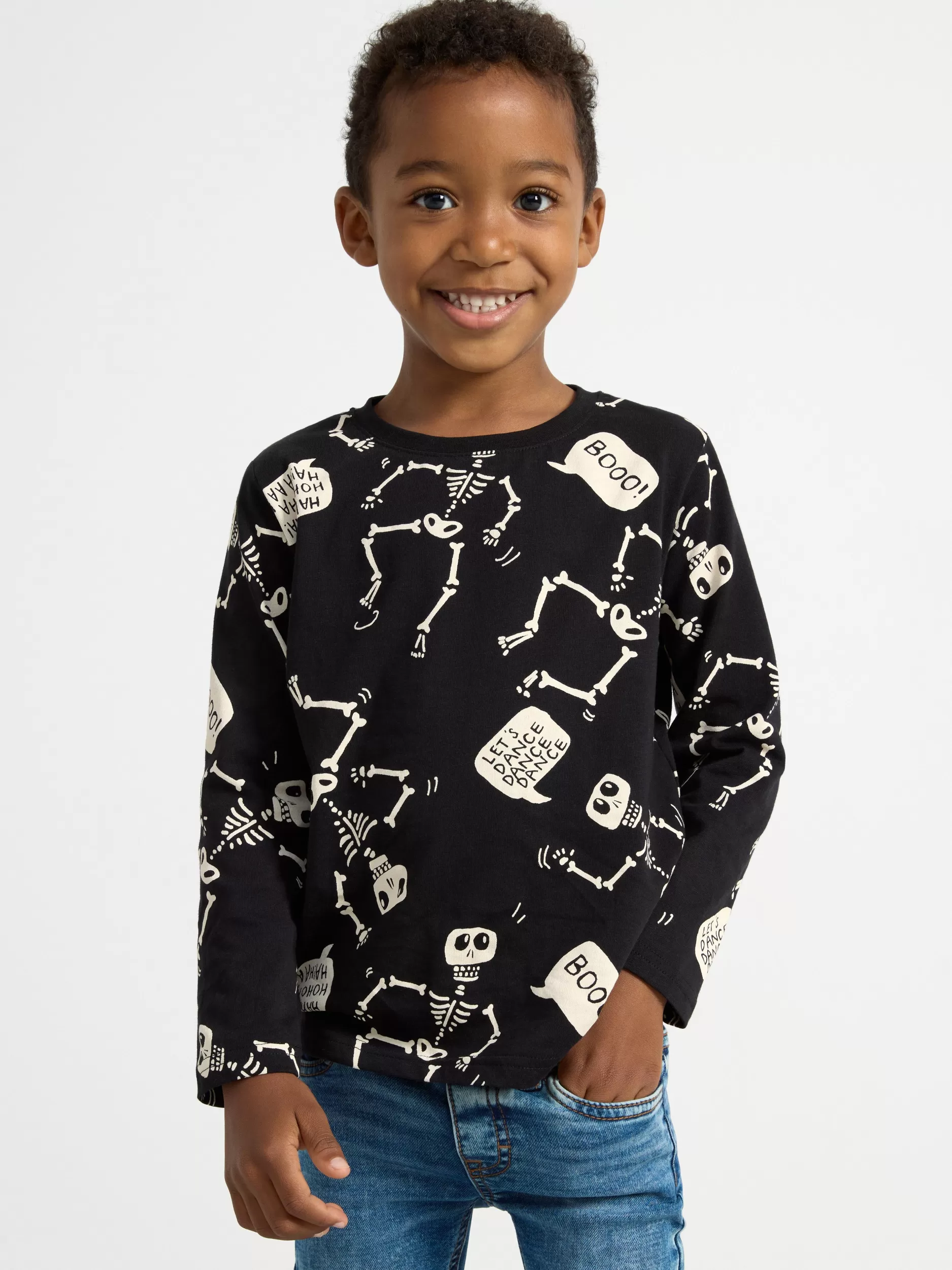 Lindex Topper & T-Skjorter<Langermet Overdel Med Skjelett Black