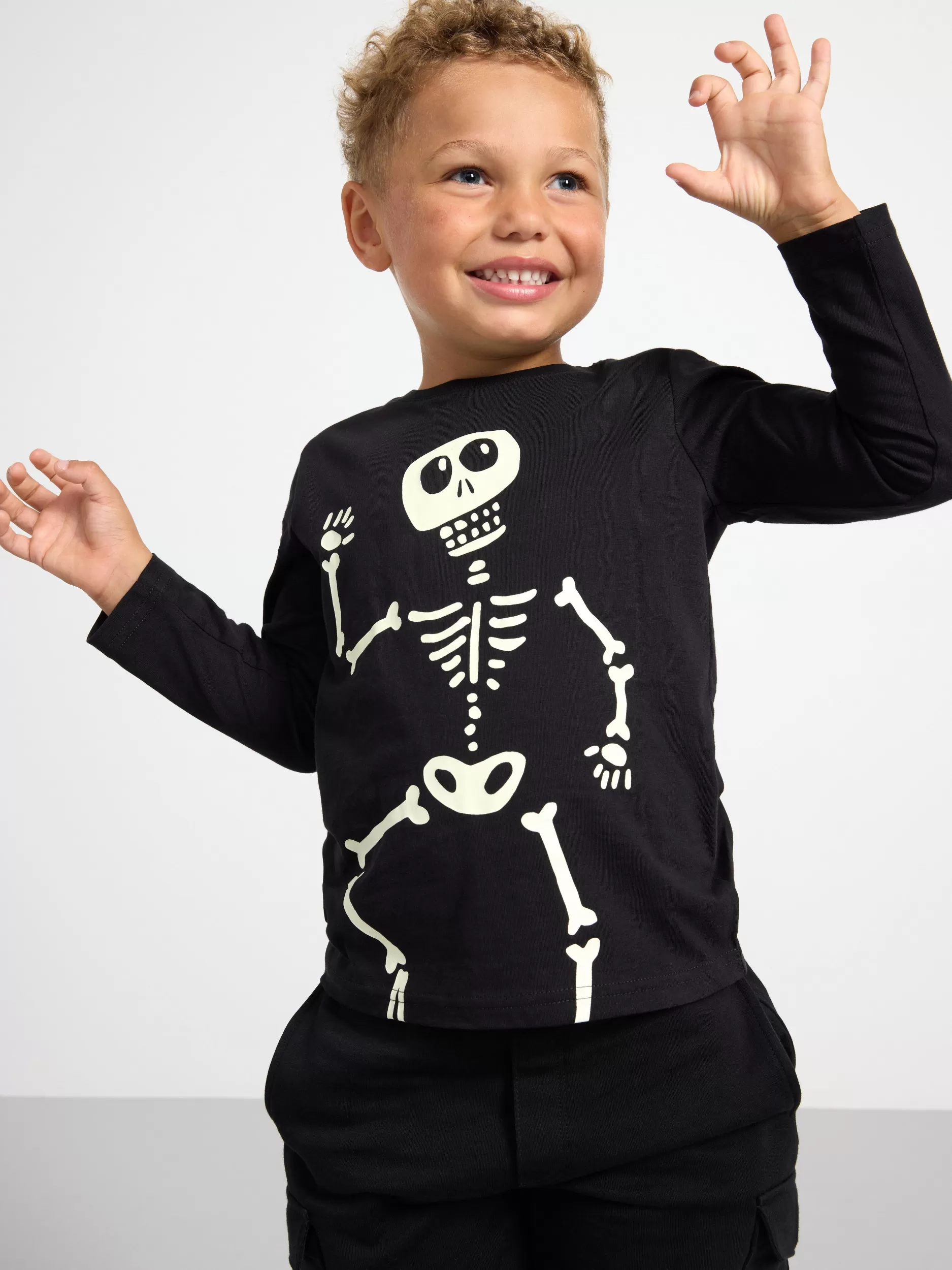 Lindex Topper & T-Skjorter<Langermet Overdel Med Skjelettrykk Black