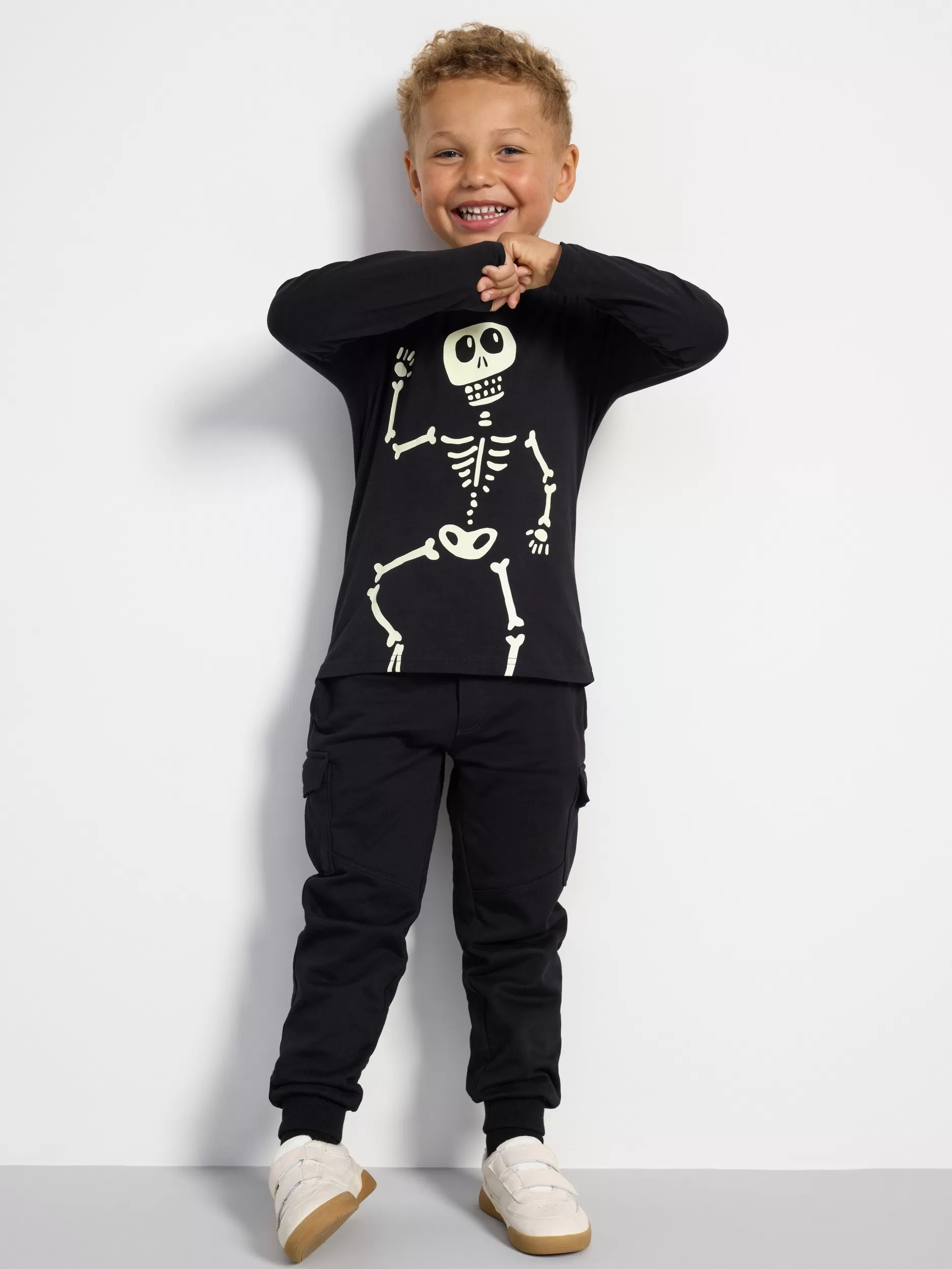 Lindex Topper & T-Skjorter<Langermet Overdel Med Skjelettrykk Black