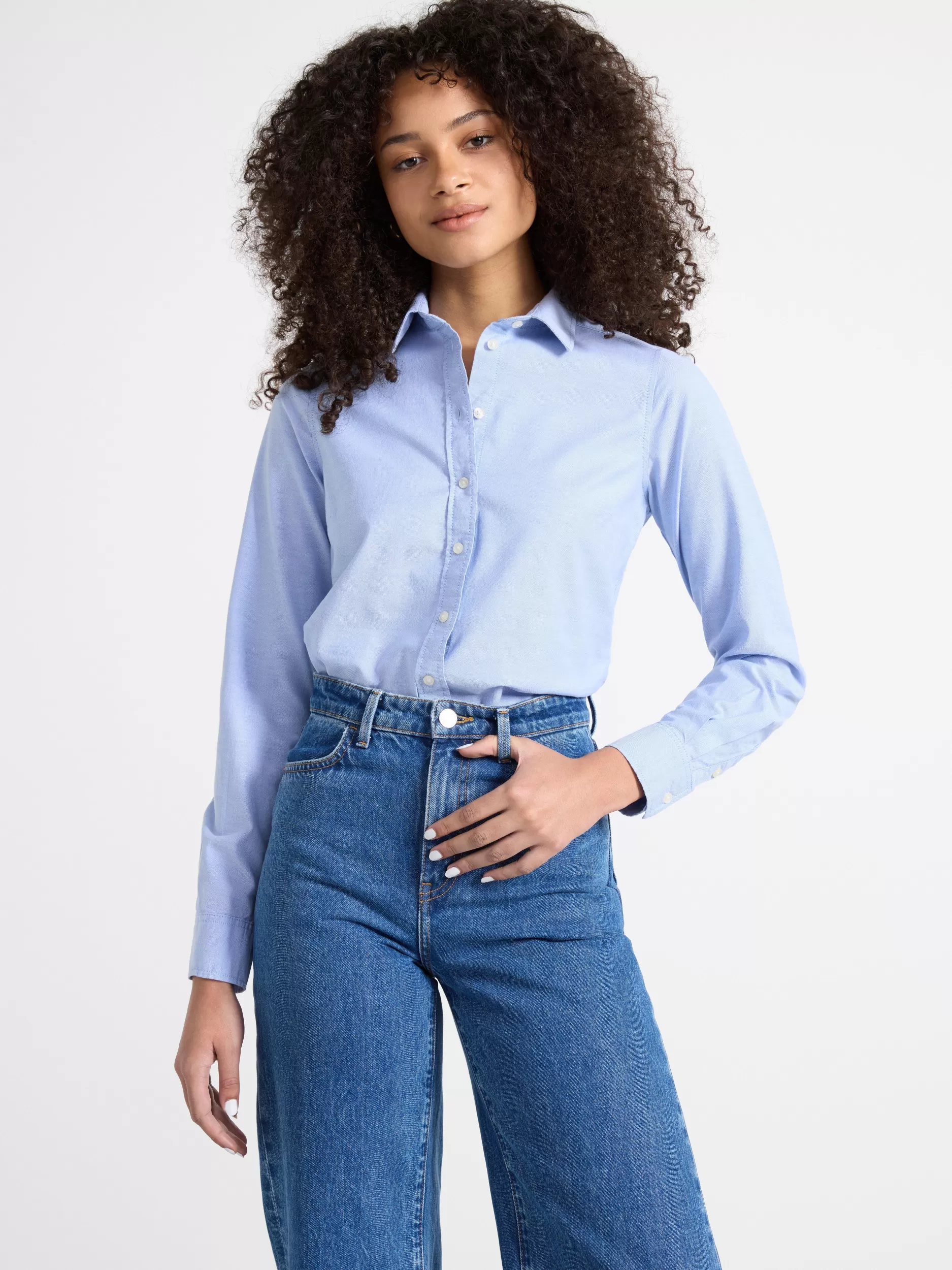 Lindex Bluser & Skjorter<Langermet OxfordSkjørte Chambray Blue