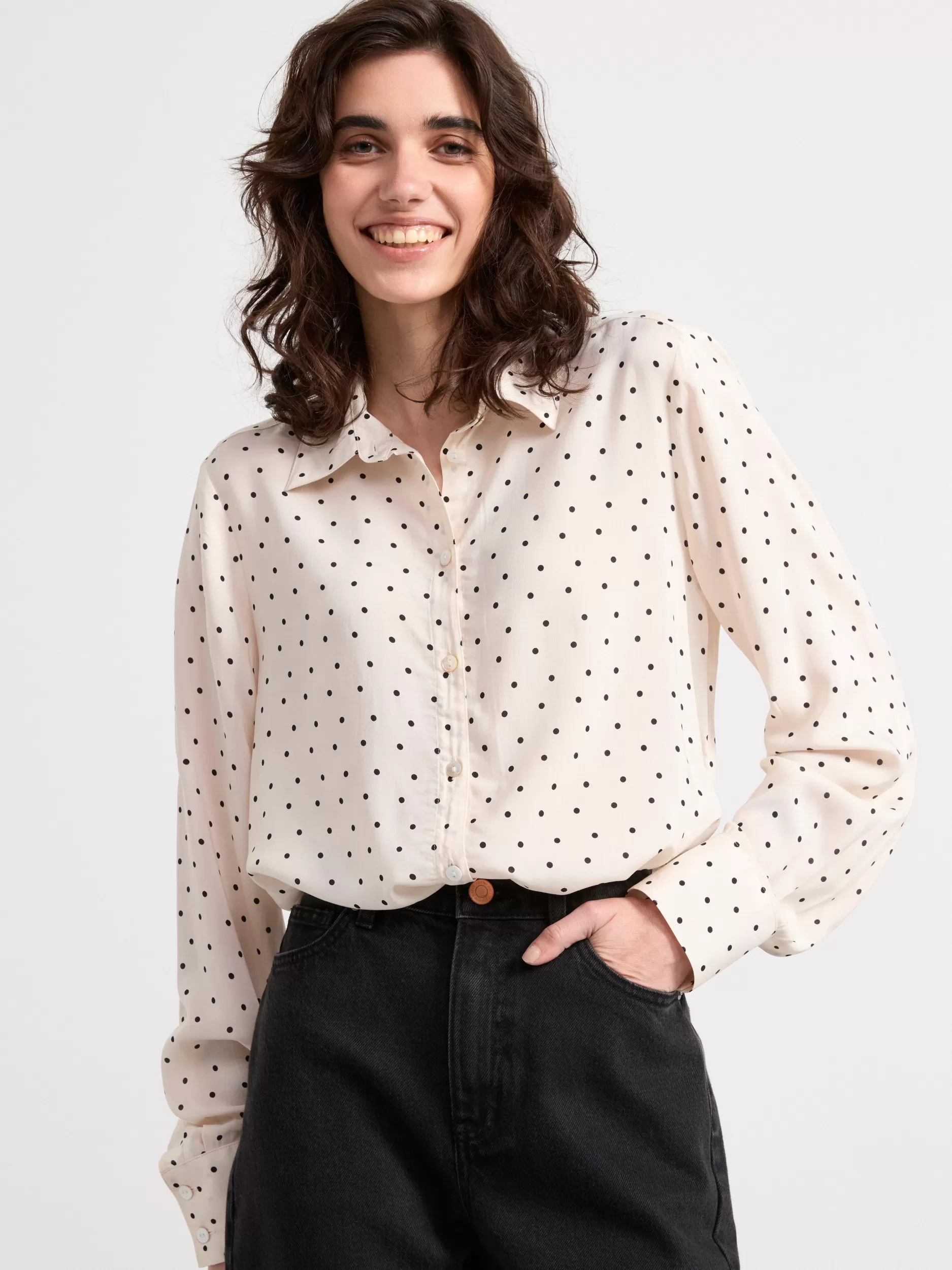 Lindex Bluser & Skjorter<Langermet Skjørte Light Beige