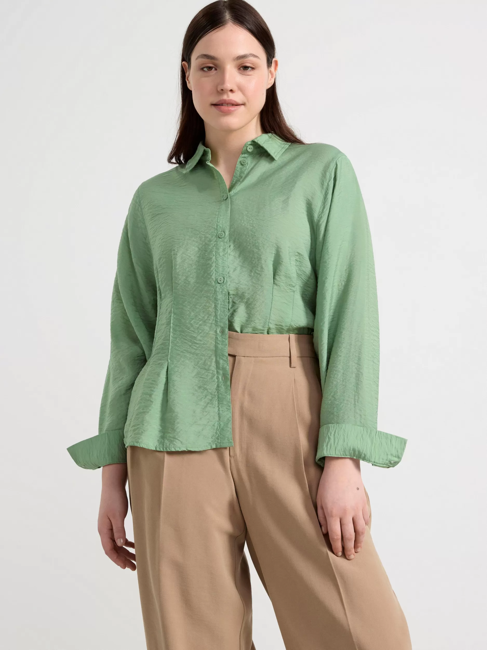 Lindex Bluser & Skjorter<Langermet Skjørte Light Dusty Green