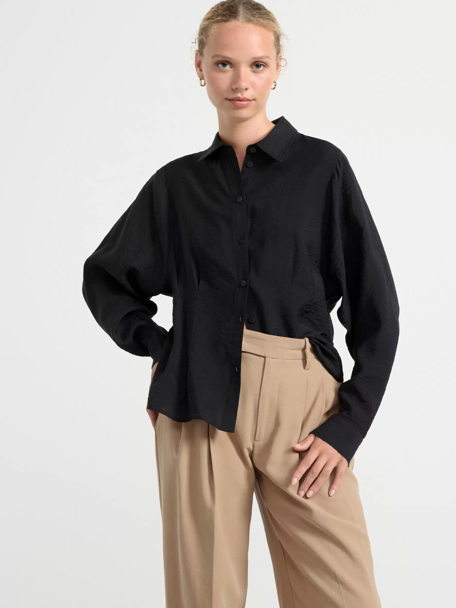 Lindex Bluser & Skjorter<Langermet Skjørte Black
