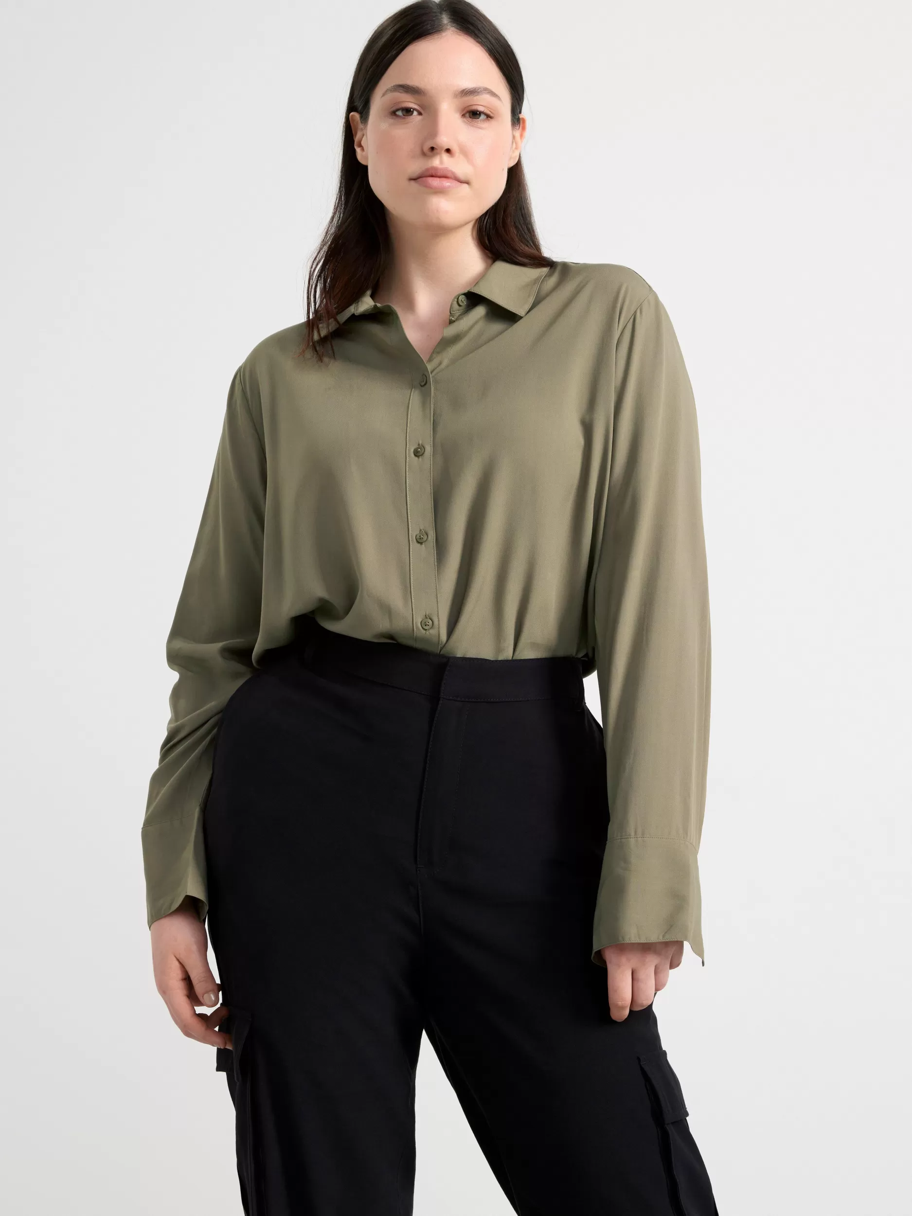 Lindex Bluser & Skjorter<Langermet Skjørte Light Dusty Khaki