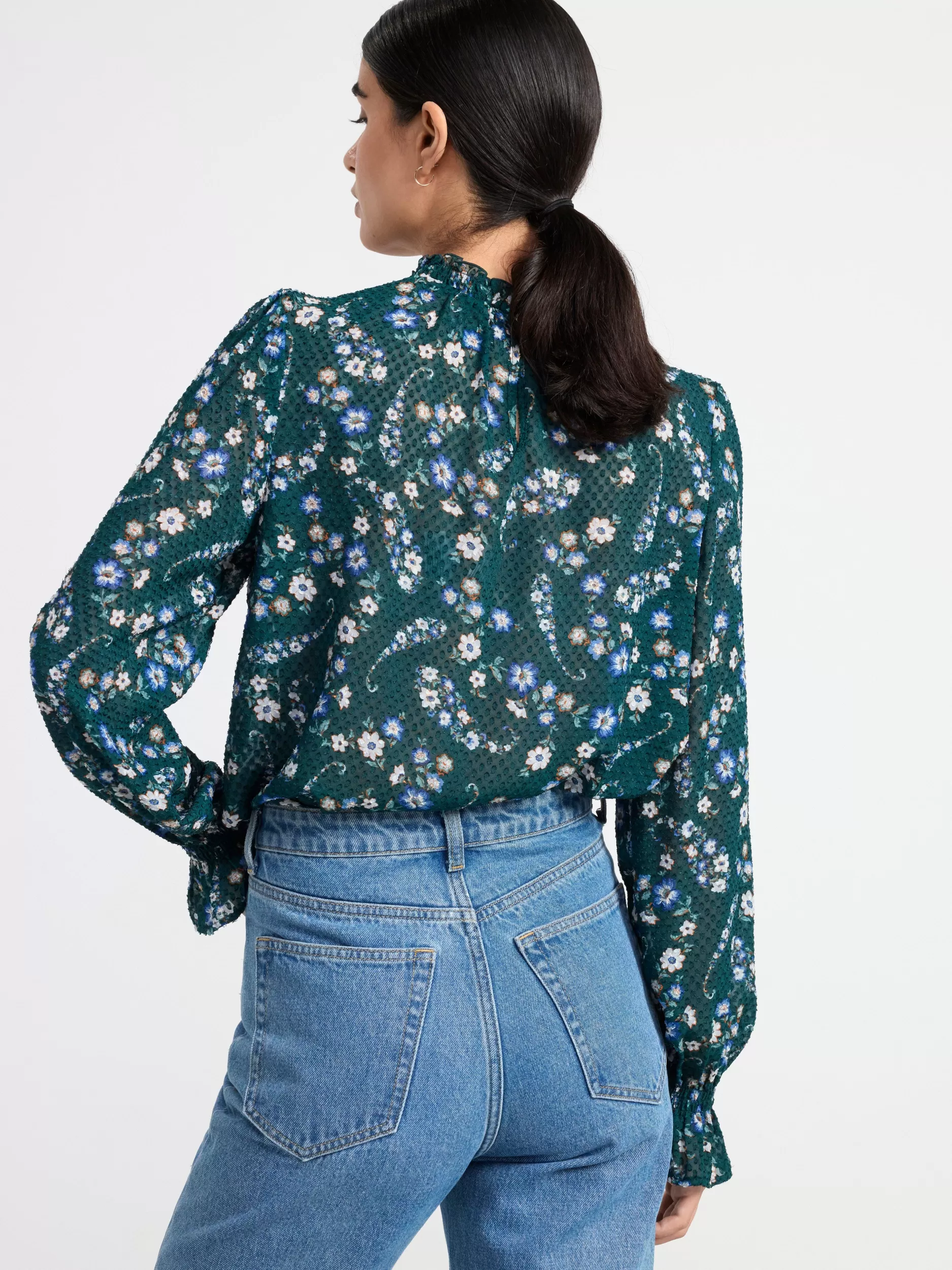 Lindex Bluser & Skjorter<Langermet Teksturert Bluse Med Monster Dark Green