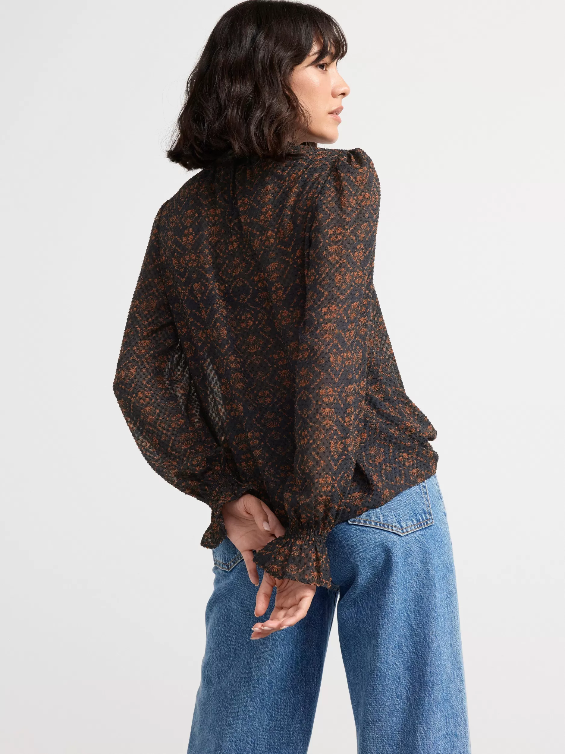 Lindex Bluser & Skjorter<Langermet Teksturert Bluse Med Monster Dark Navy