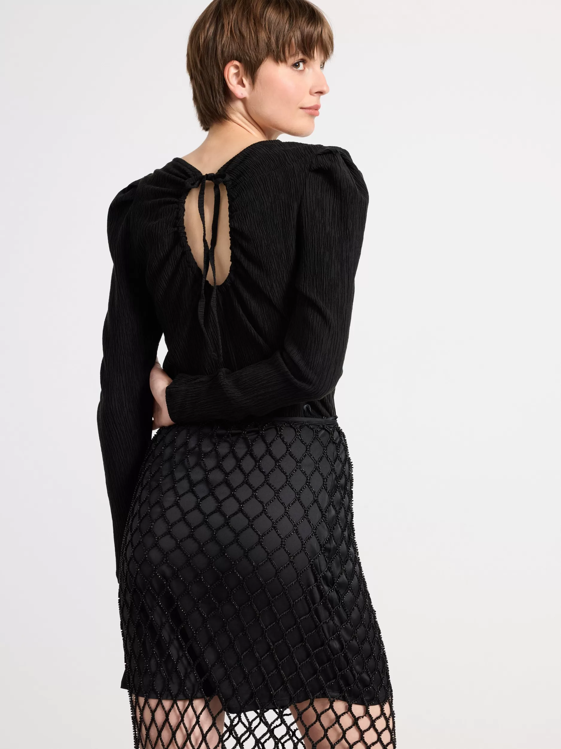 Lindex Topper & T-Skjorter<Langermet, Teksturert Overdel Black