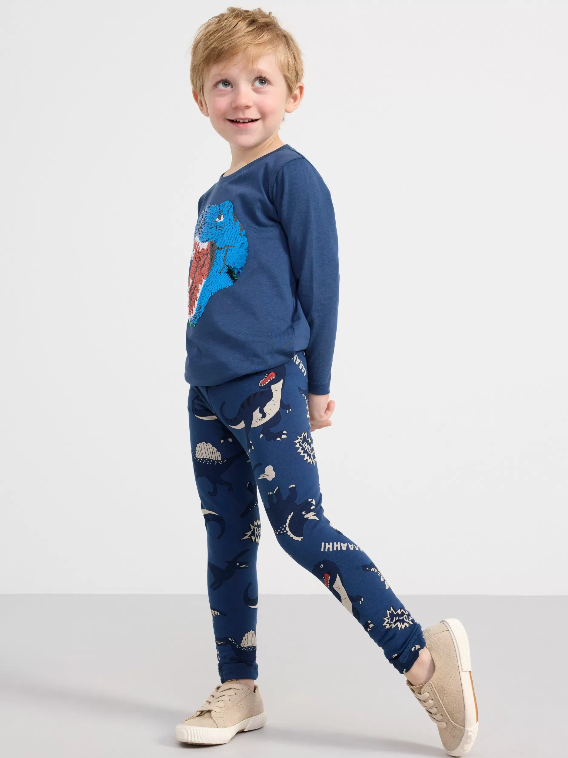 Lindex Bukser & Leggings<Leggings Med Dinosaurer Dark Dusty Blue