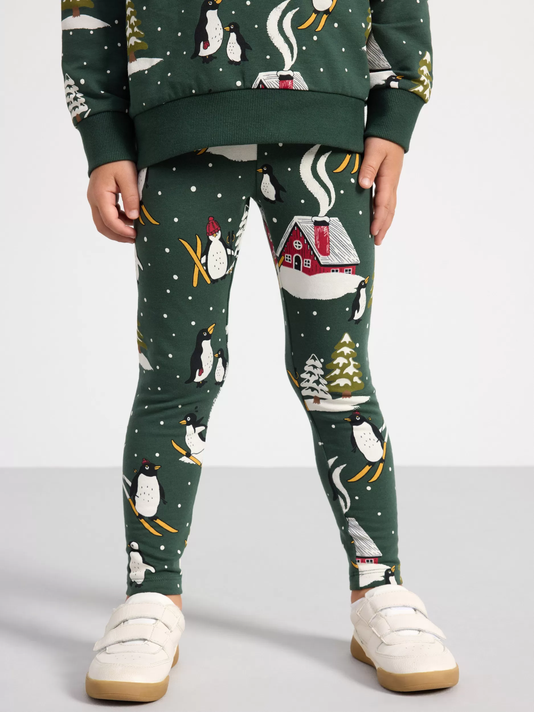 Lindex Bukser & Leggings<Leggings Med Pingviner Dark Dusty Green