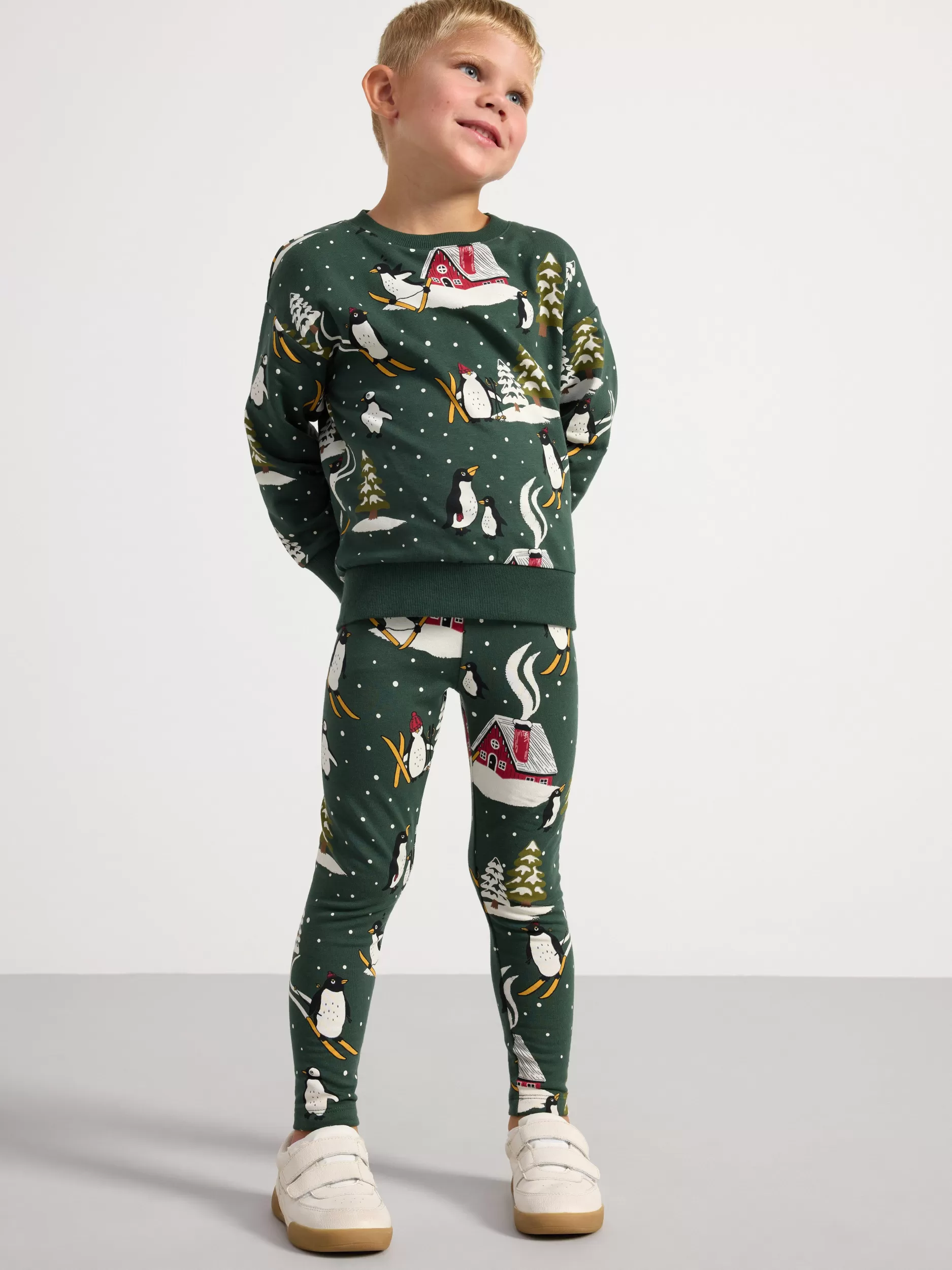 Lindex Bukser & Leggings<Leggings Med Pingviner Dark Dusty Green
