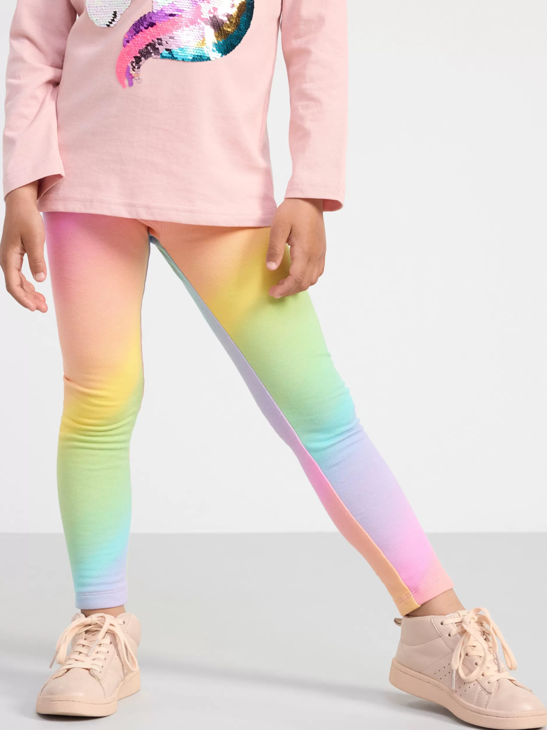Lindex Bukser & Leggings<Leggings Med Regnbuetrykk Og Borstet Innside Pink