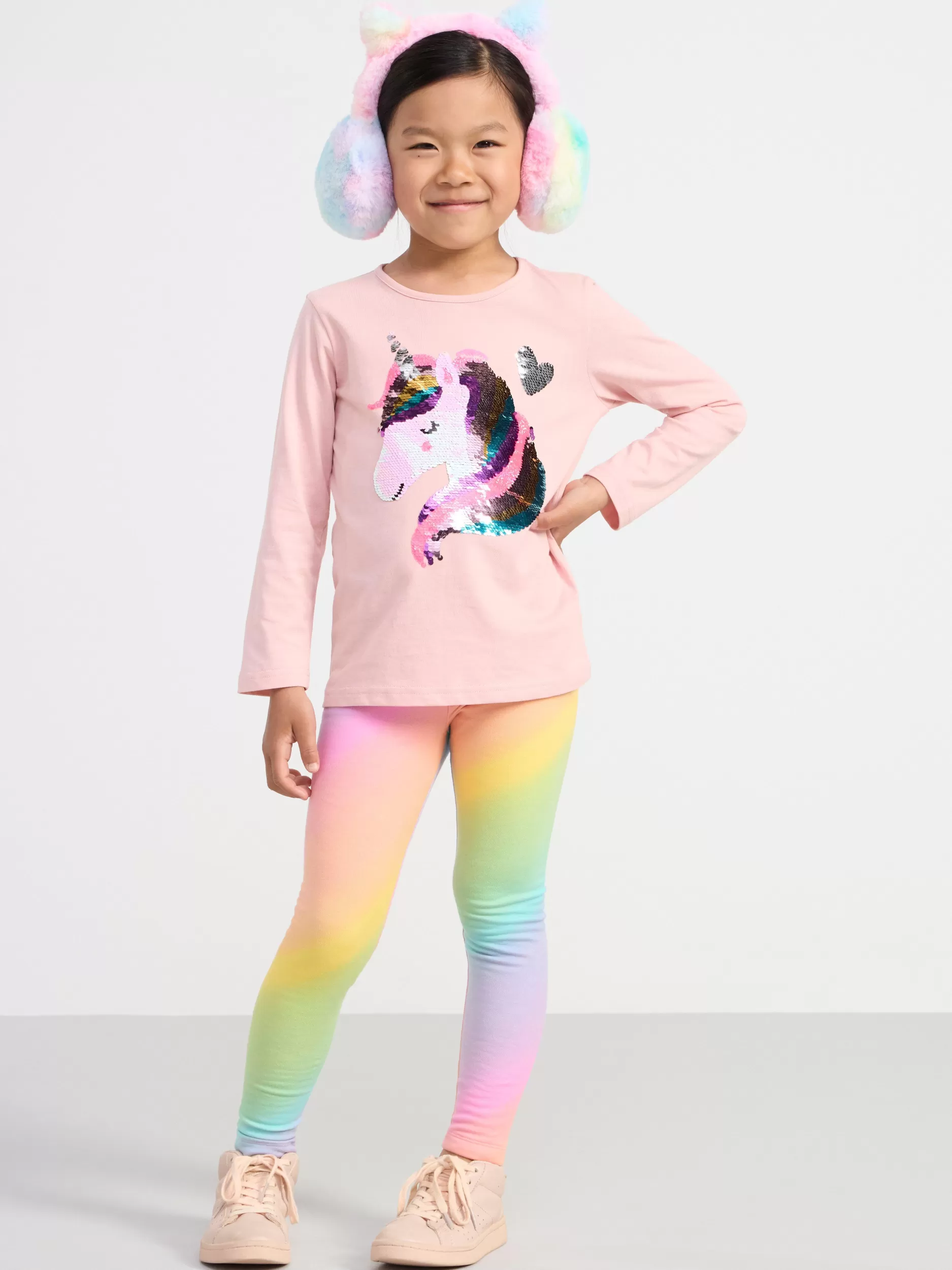 Lindex Bukser & Leggings<Leggings Med Regnbuetrykk Og Borstet Innside Pink