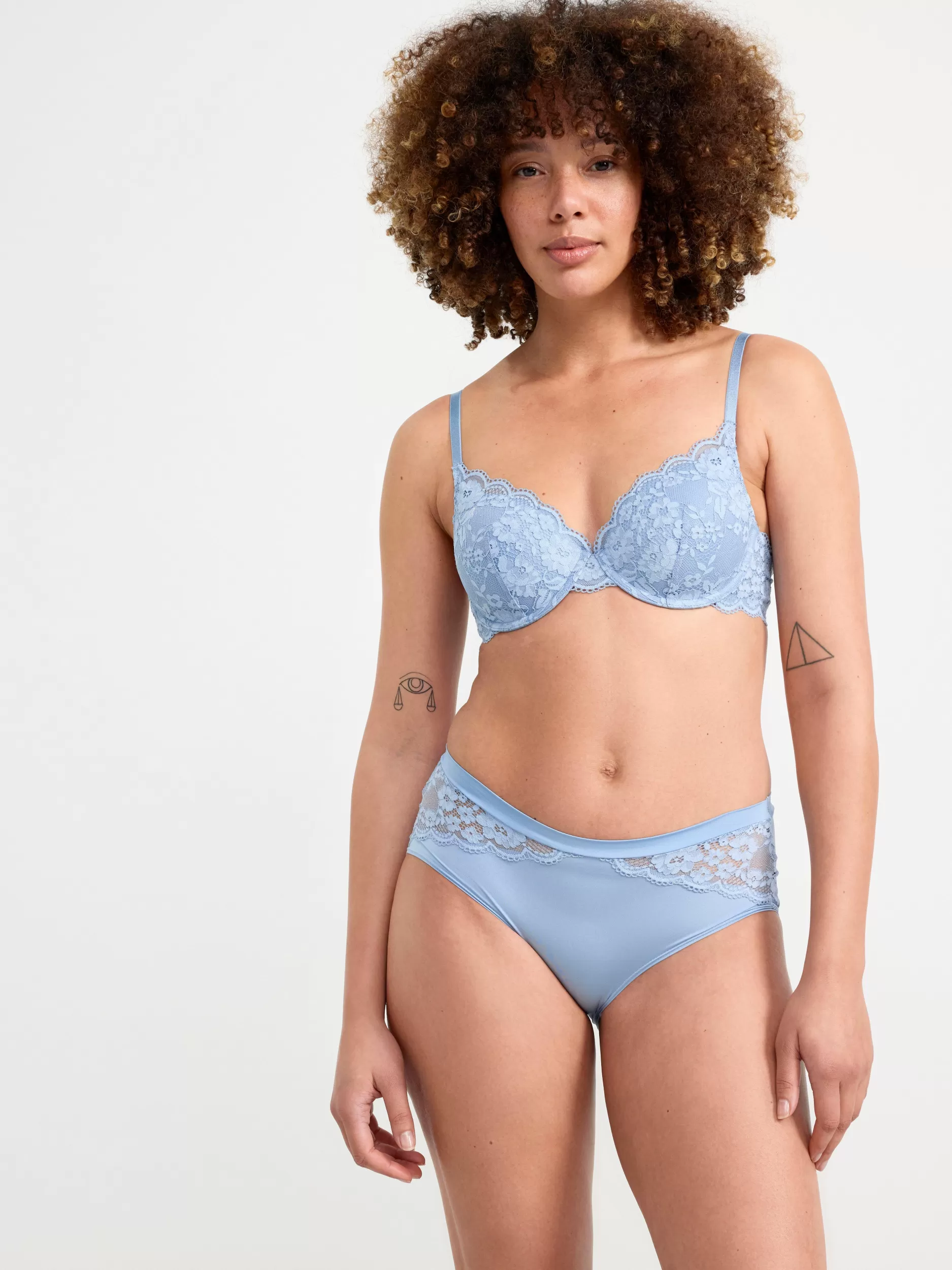 Lindex Bh<Lilja T-Skjørte-Bh Med Blonder Light Blue