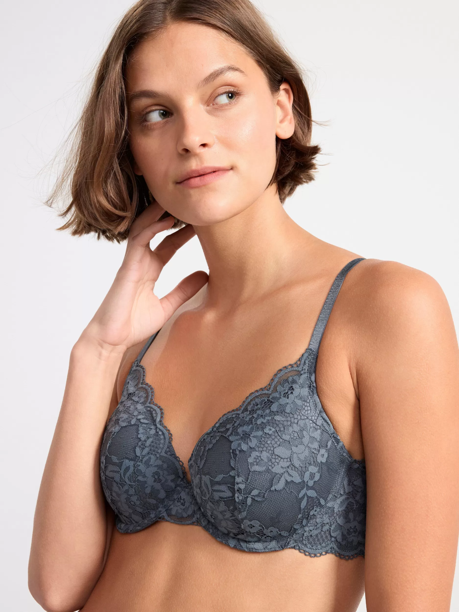 Lindex Bh<Lilja T-Skjørte-Bh Med Blonder Dark Grey