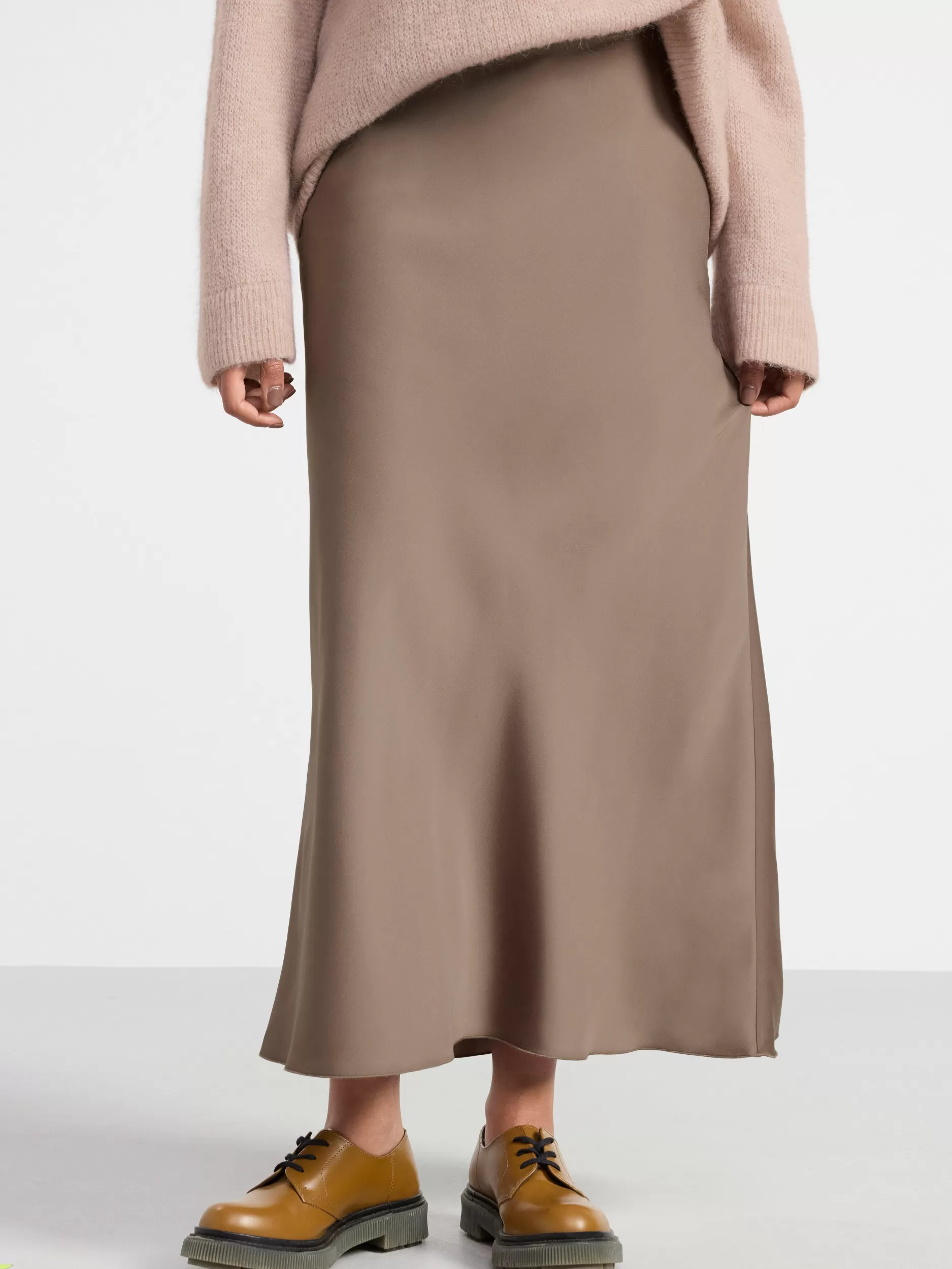 Lindex Skjørt<MaksiSkjørt I Sateng Dusty Khaki