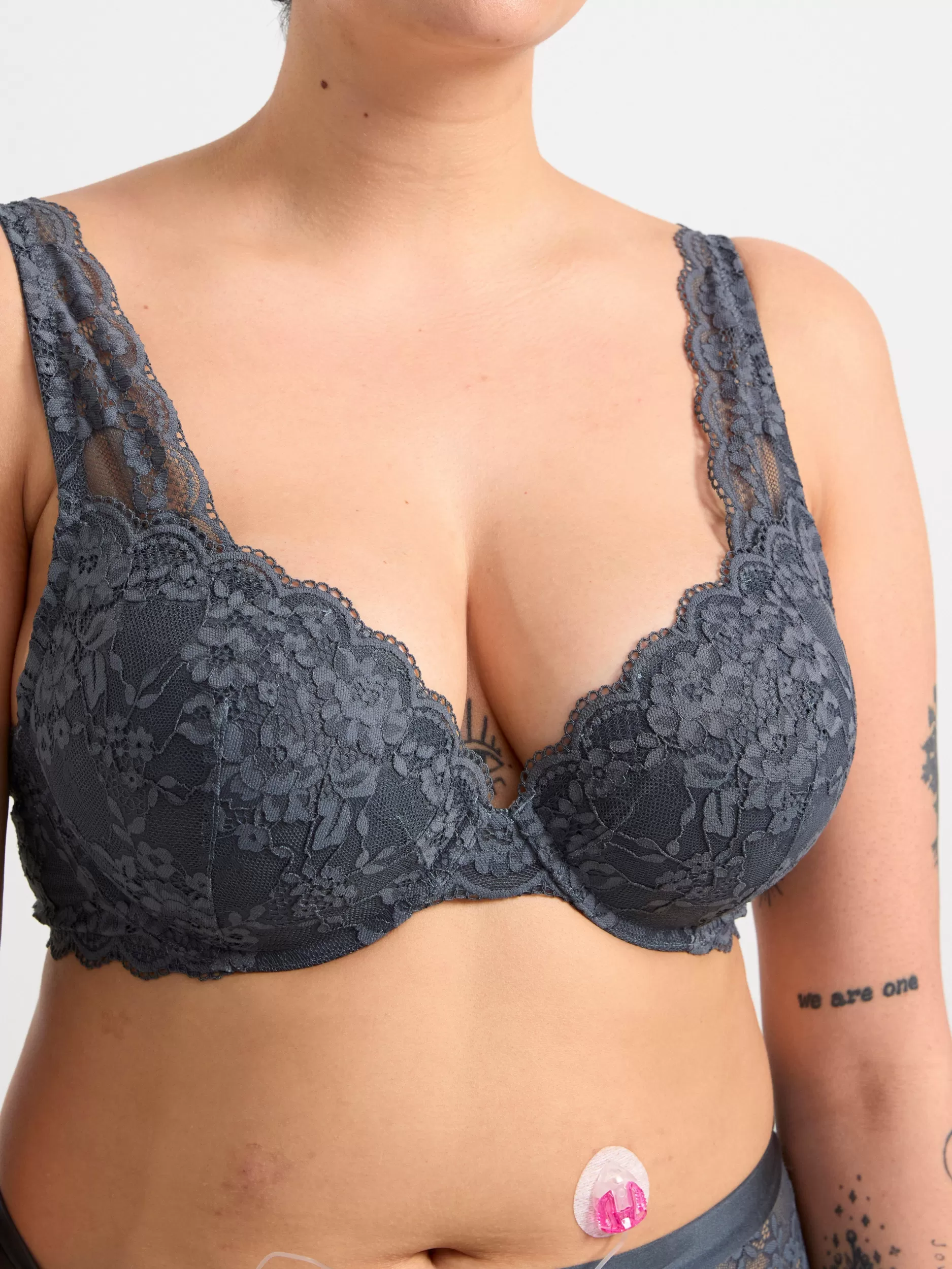 Lindex Bh<Malva Push-Up-Bh Med Blonder Dark Grey