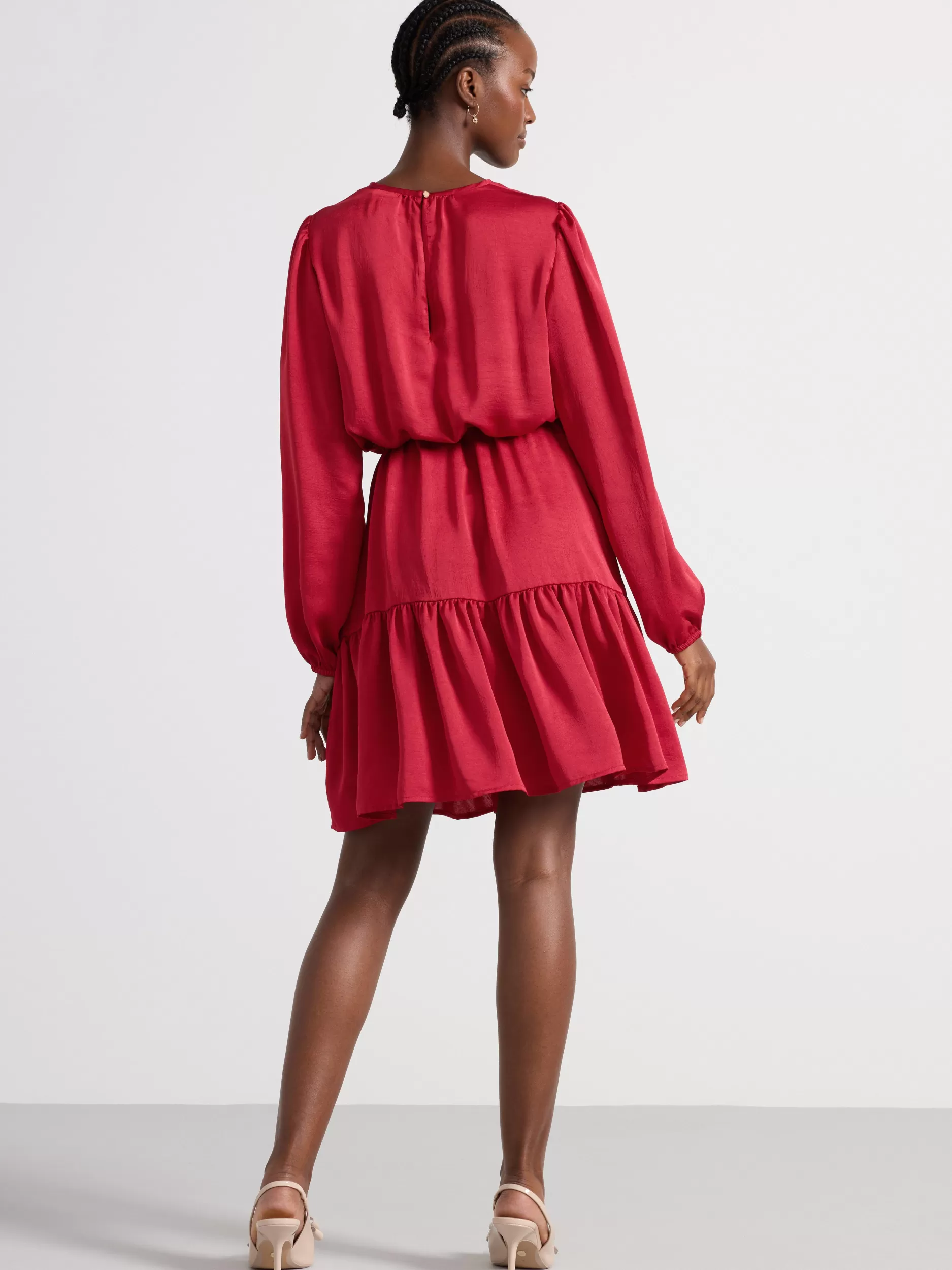 Lindex Kjoler<Midikjole I Sateng Med Volang Red