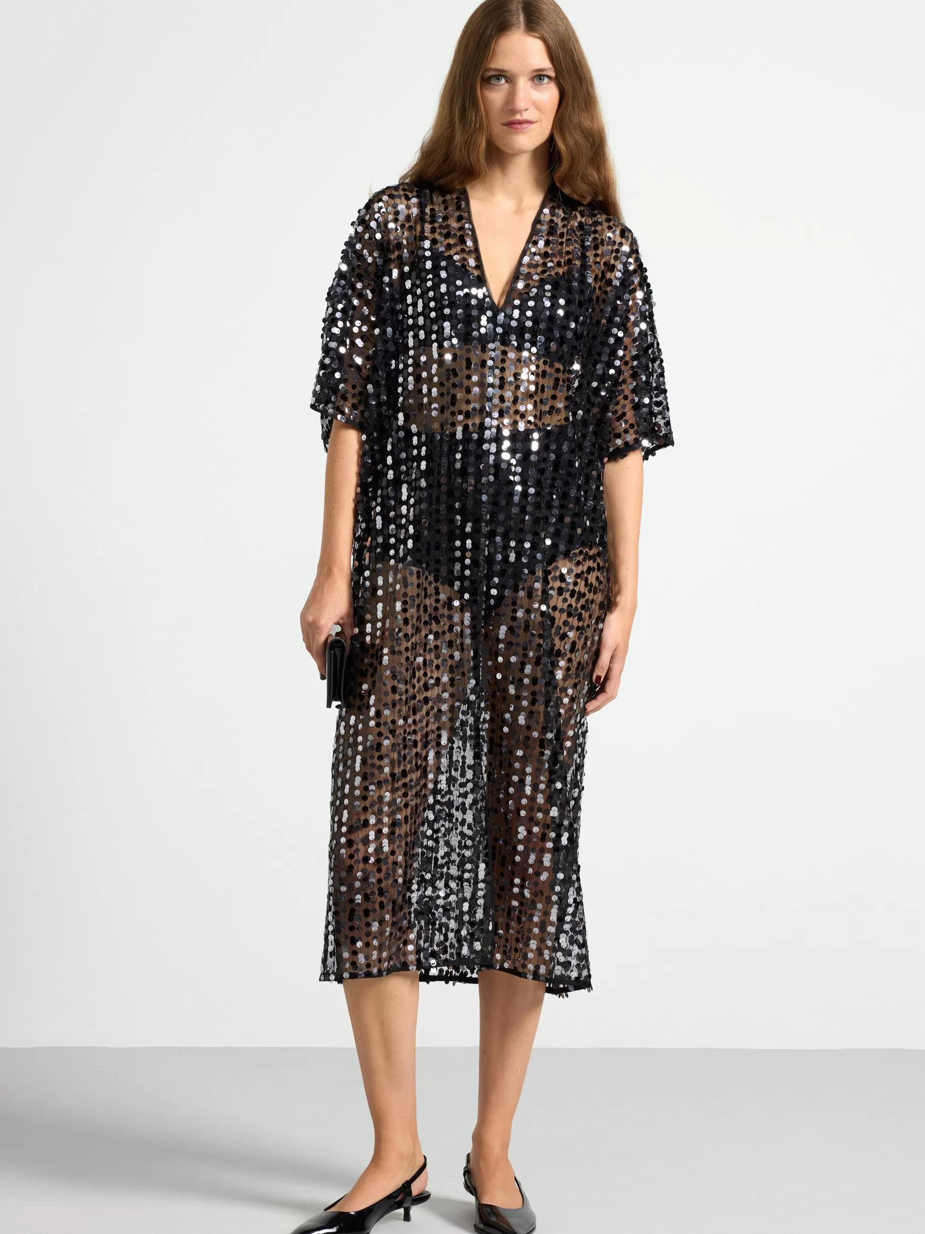 Lindex Kjoler<Midikjole Med Paljetter Black