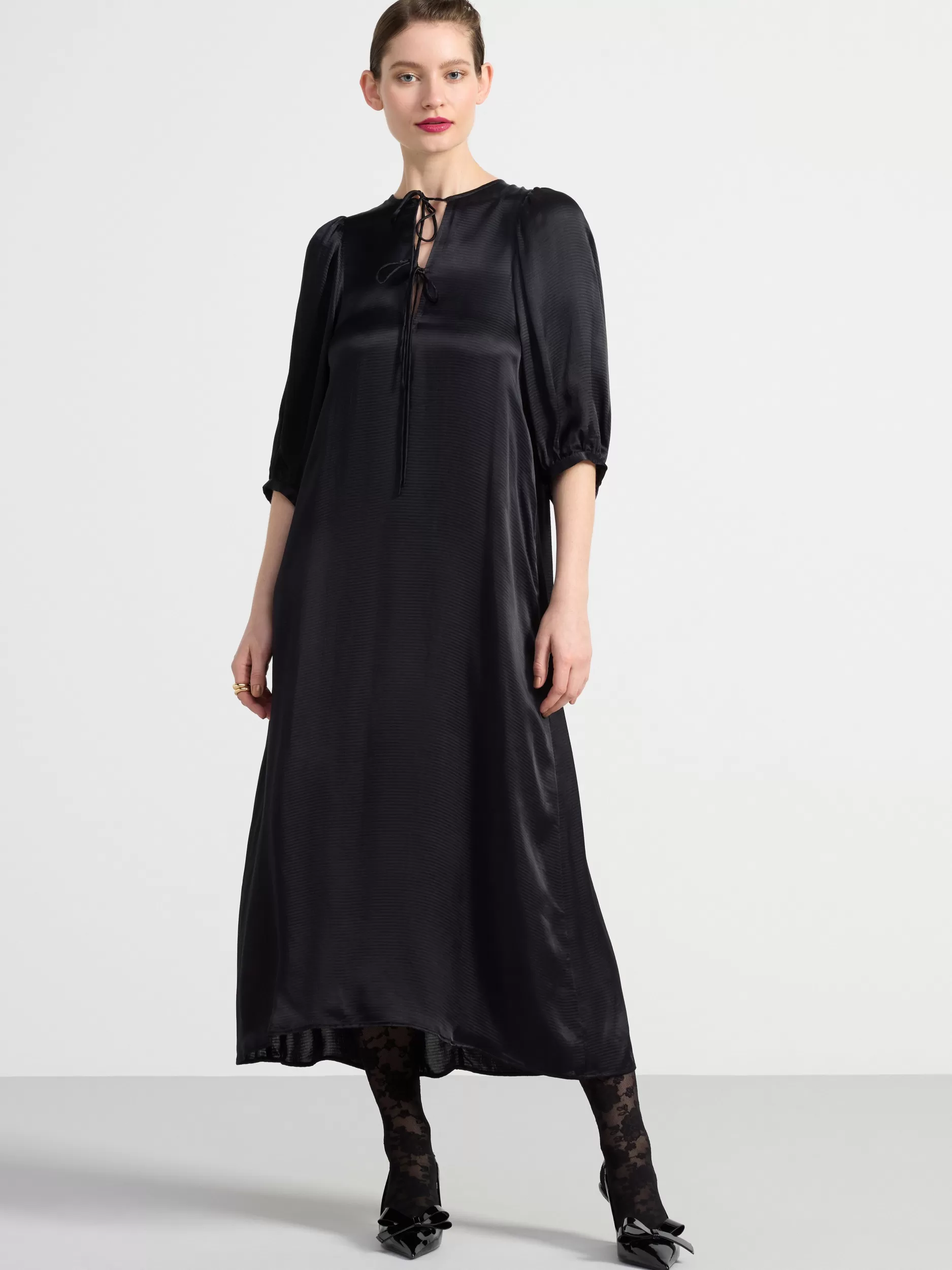 Lindex Kjoler<Midikjole Med Puffermer Black