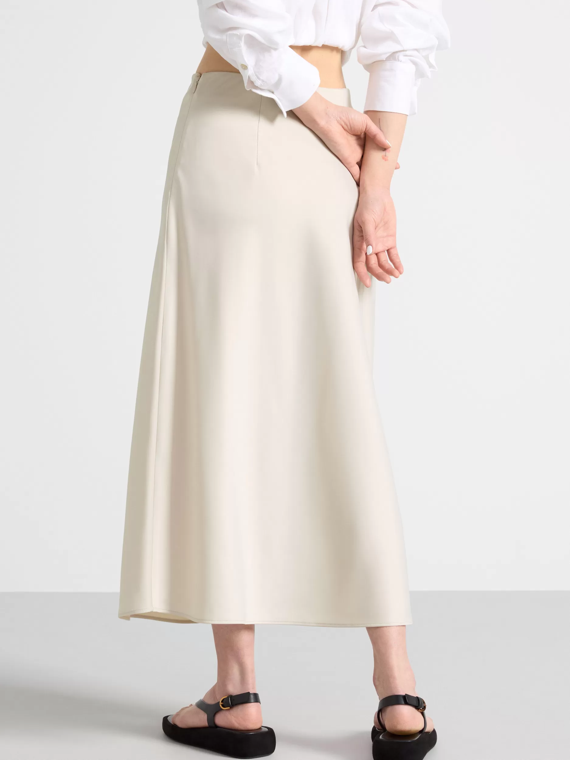 Lindex Skjørt<MidiSkjørt I Sateng Light Beige