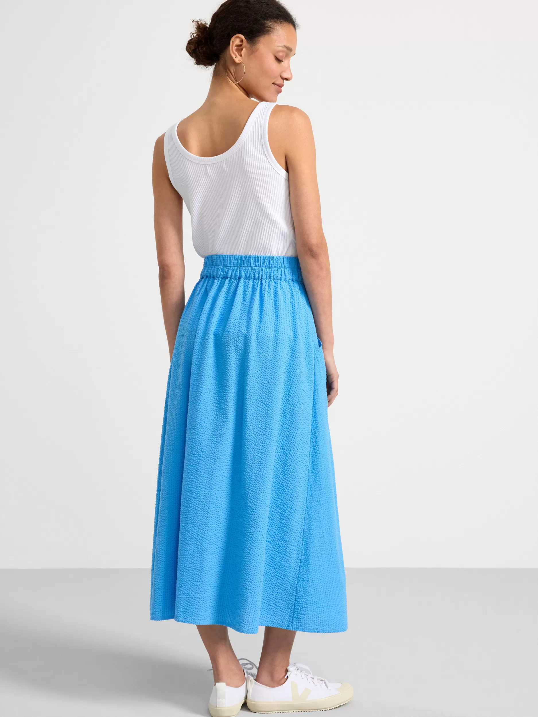 Lindex Skjørt<MidiSkjørt I Seersucker Light Dusty Blue