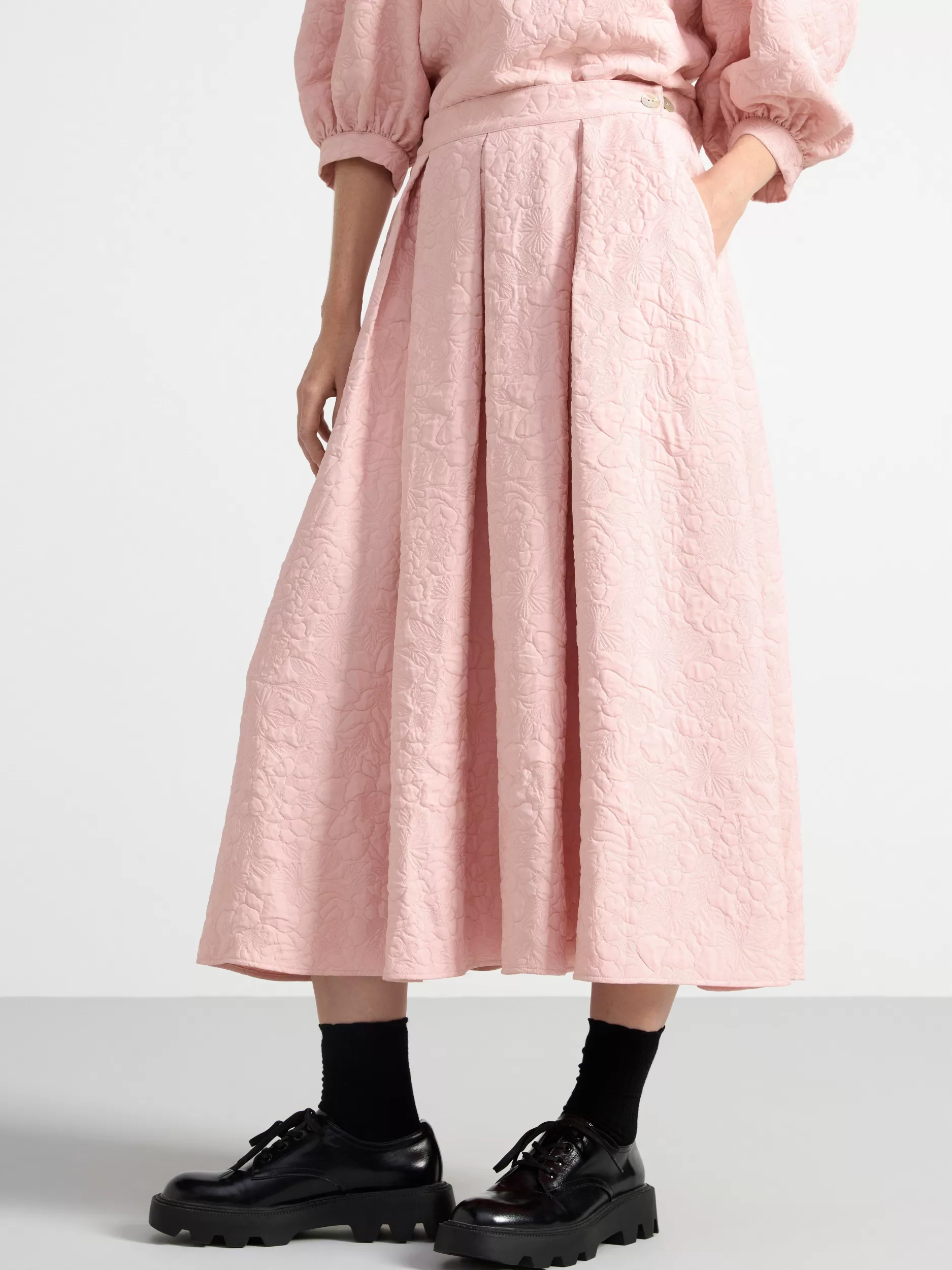 Lindex Skjørt<MidiSkjørt Med Broderi Light Pink