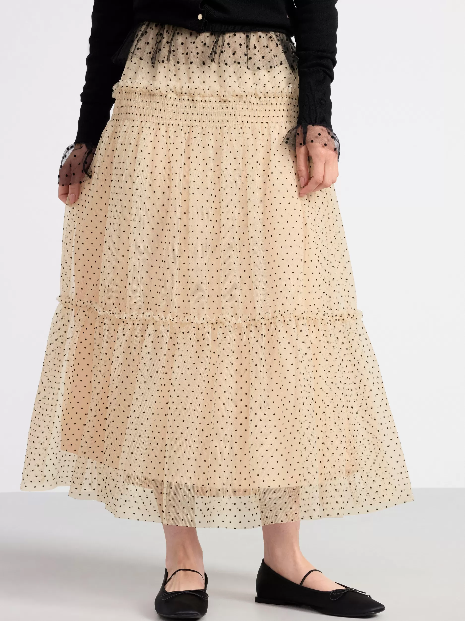 Lindex Skjørt<MidiSkjørt Med Volang Light Dusty Beige