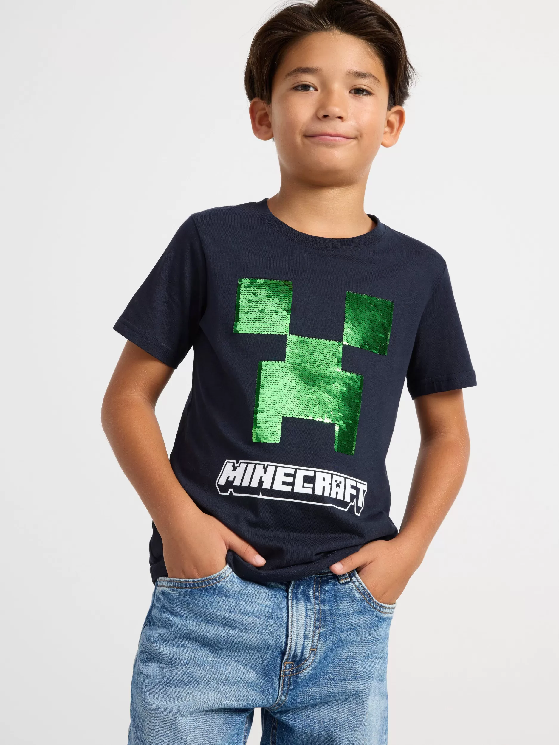 Lindex Topper & T-Skjorter<Minecraft T-Skjørte Med Vendbare Paljetter Dark Navy