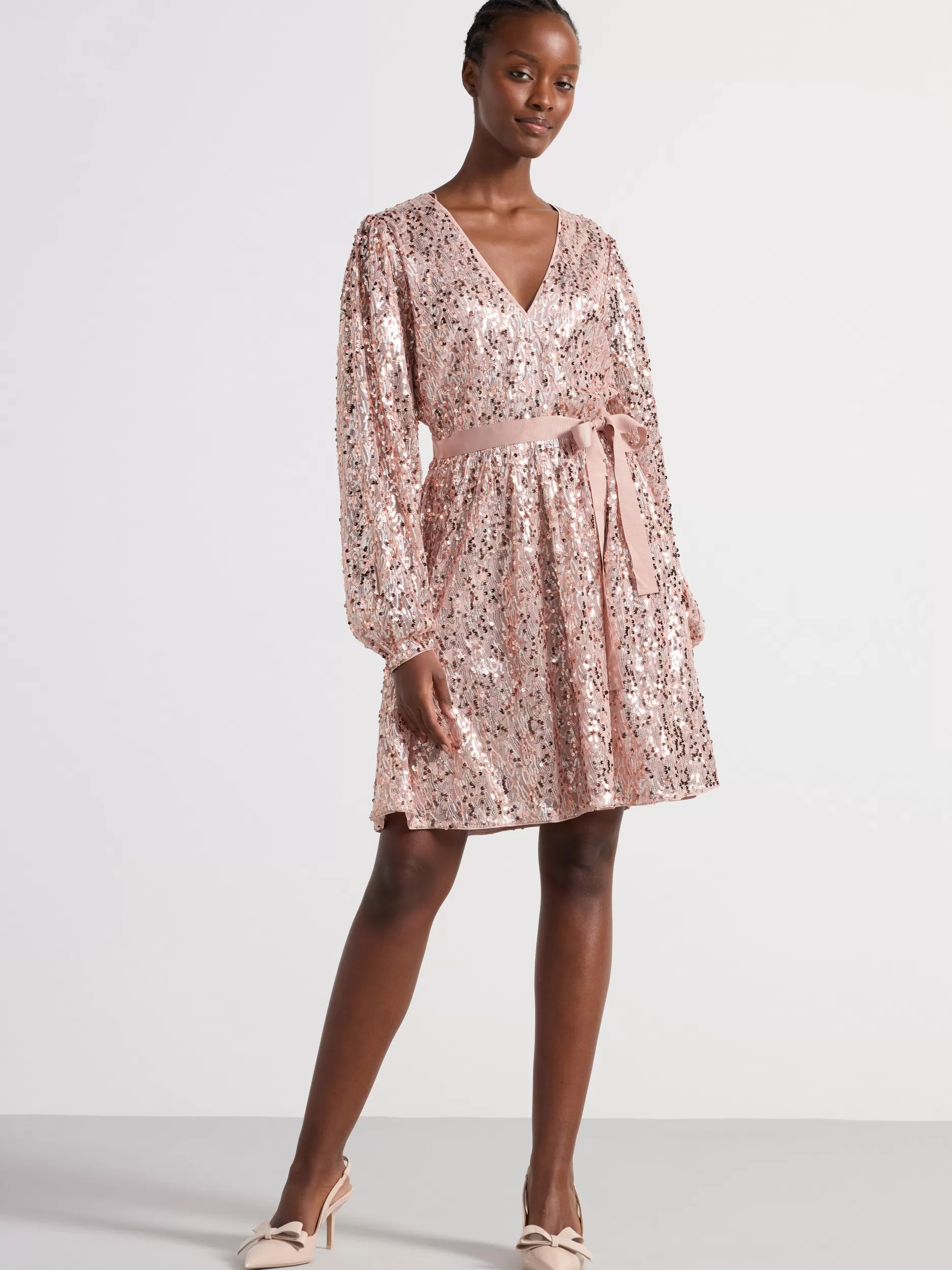Lindex Kjoler<Minikjole Med Paljetter Light Dusty Pink