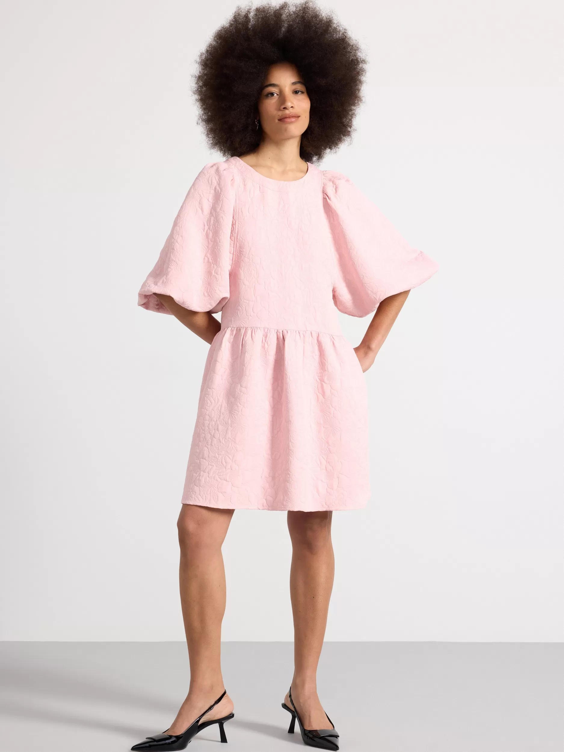 Lindex Kjoler<Minikjole Med Puffermer Light Pink