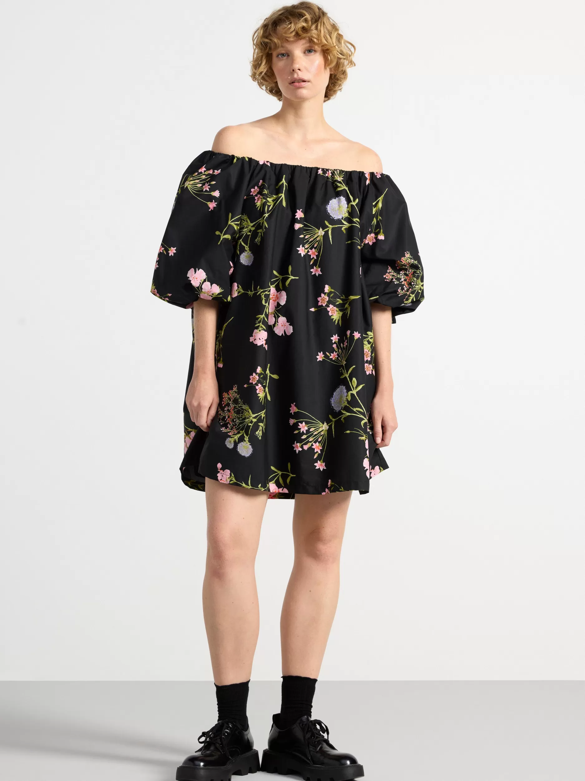 Lindex Kjoler<Minikjole Med Puffermer Black
