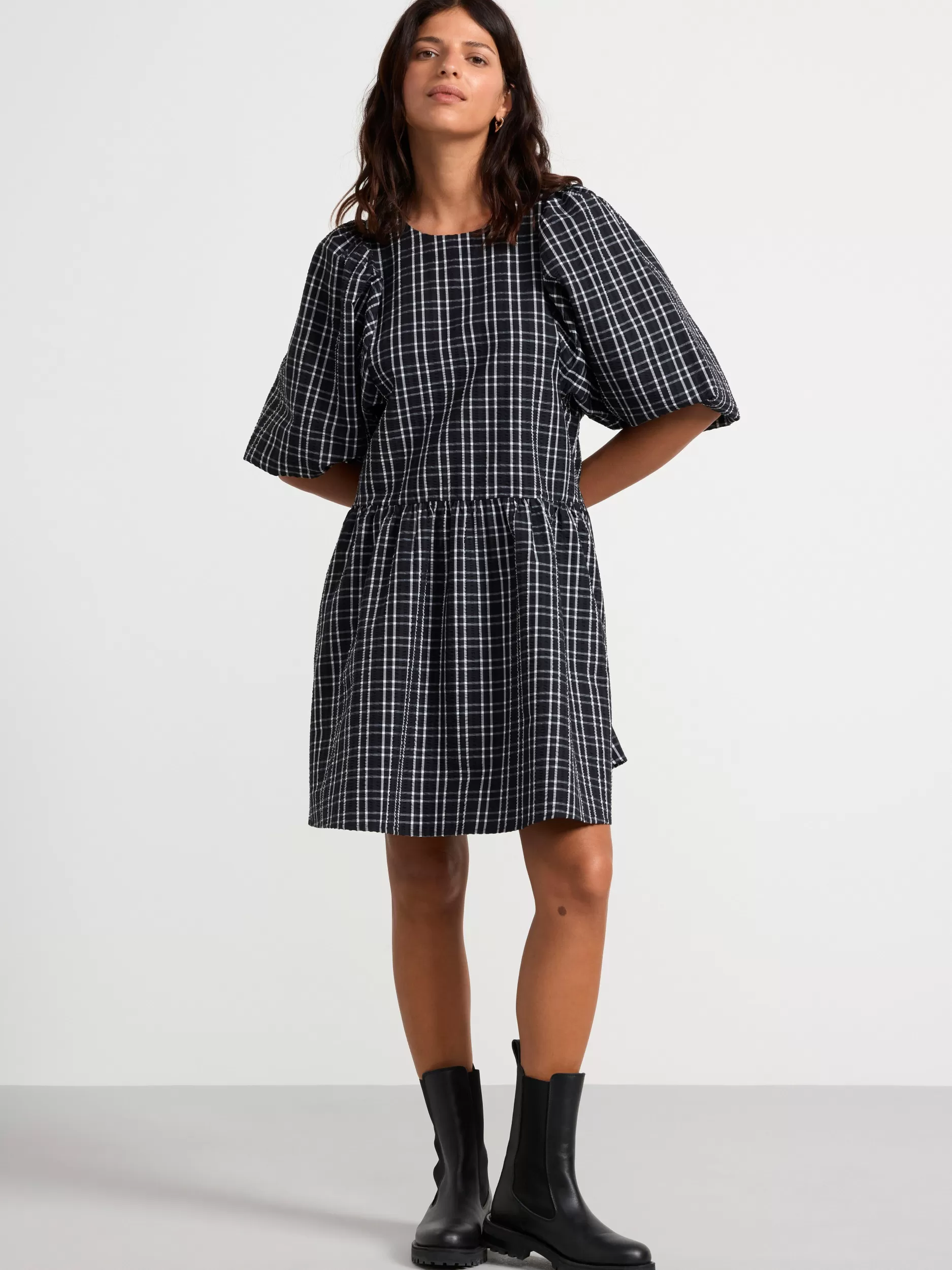 Lindex Kjoler<Minikjole Med Puffermer Black