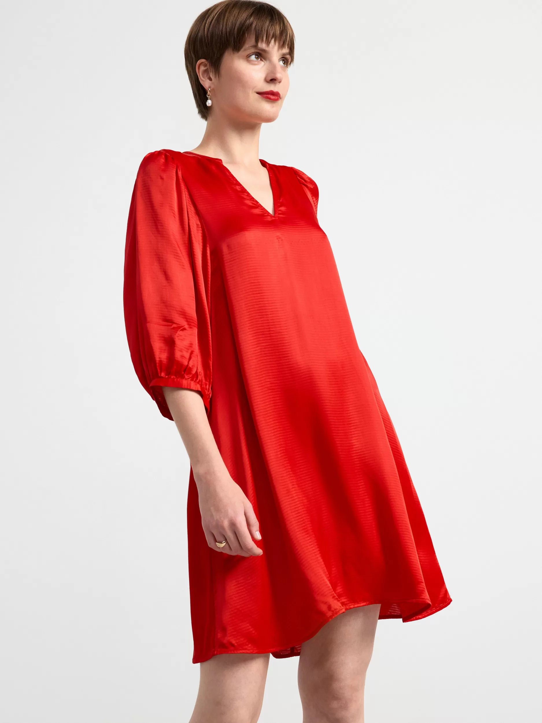 Lindex Kjoler<Minikjole Med Puffermer Red