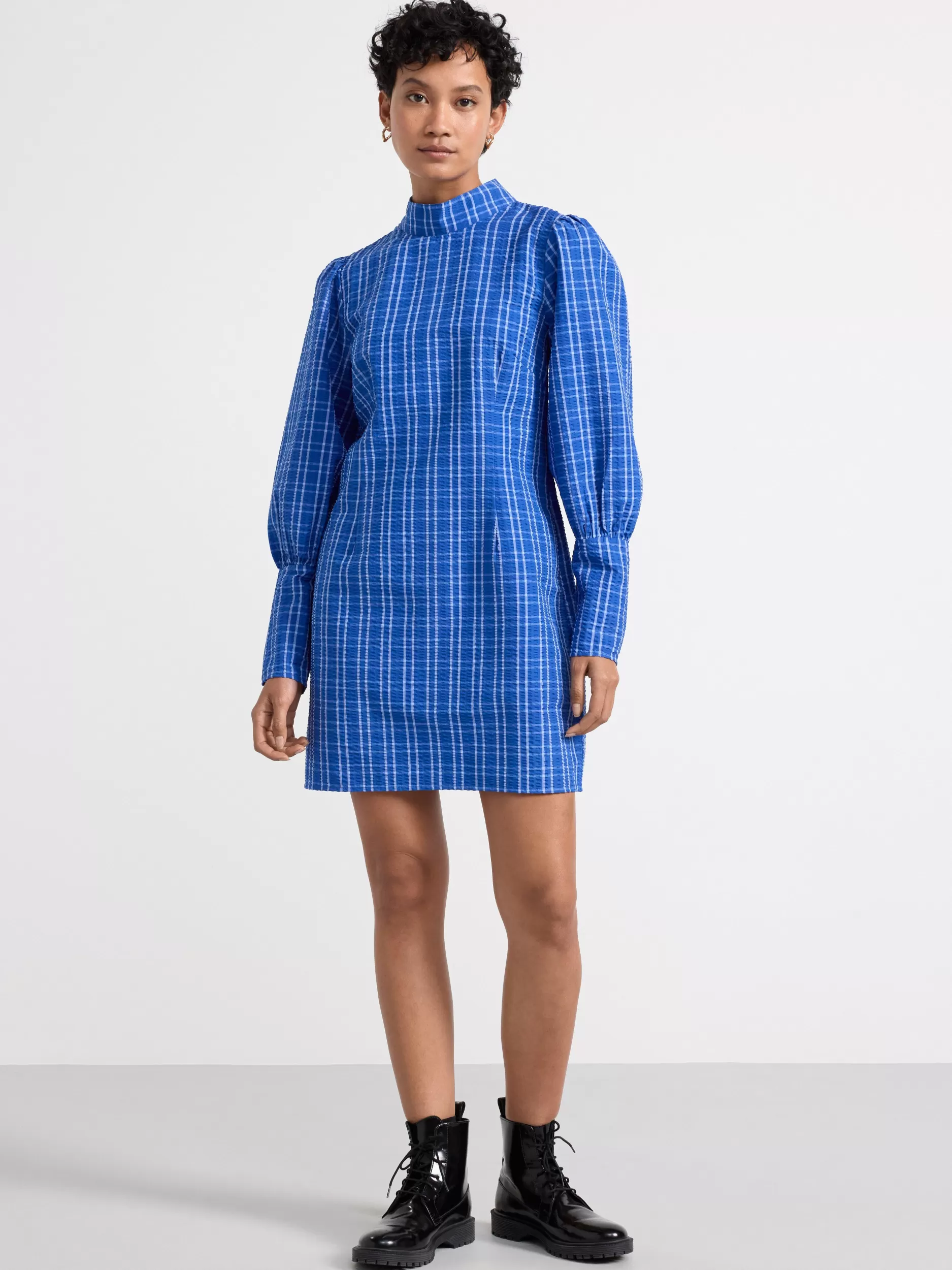 Lindex Kjoler<Minikjole Rutete Dark Blue