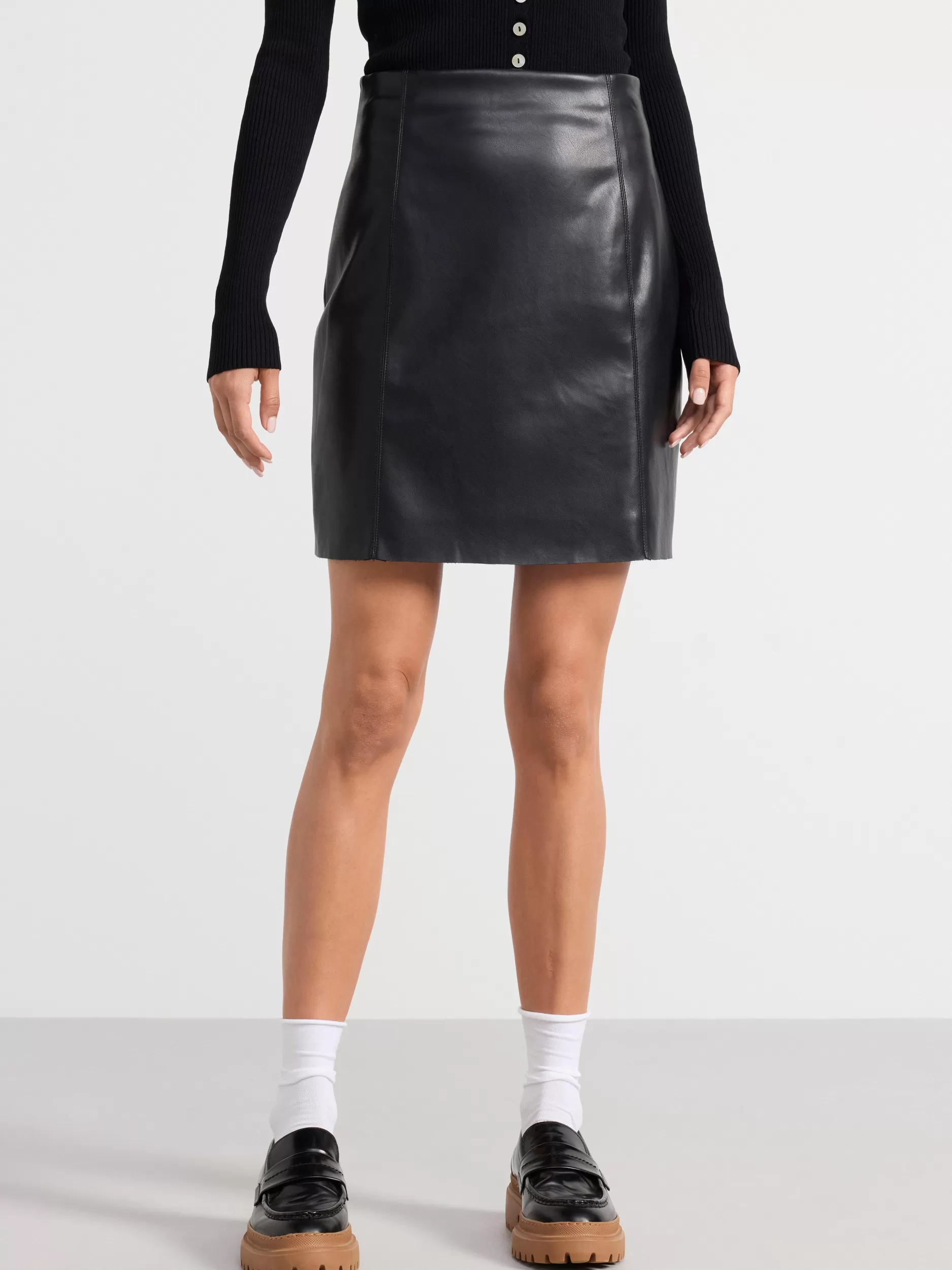 Lindex Skjørt<MiniSkjørt I Imitert Skinn Black