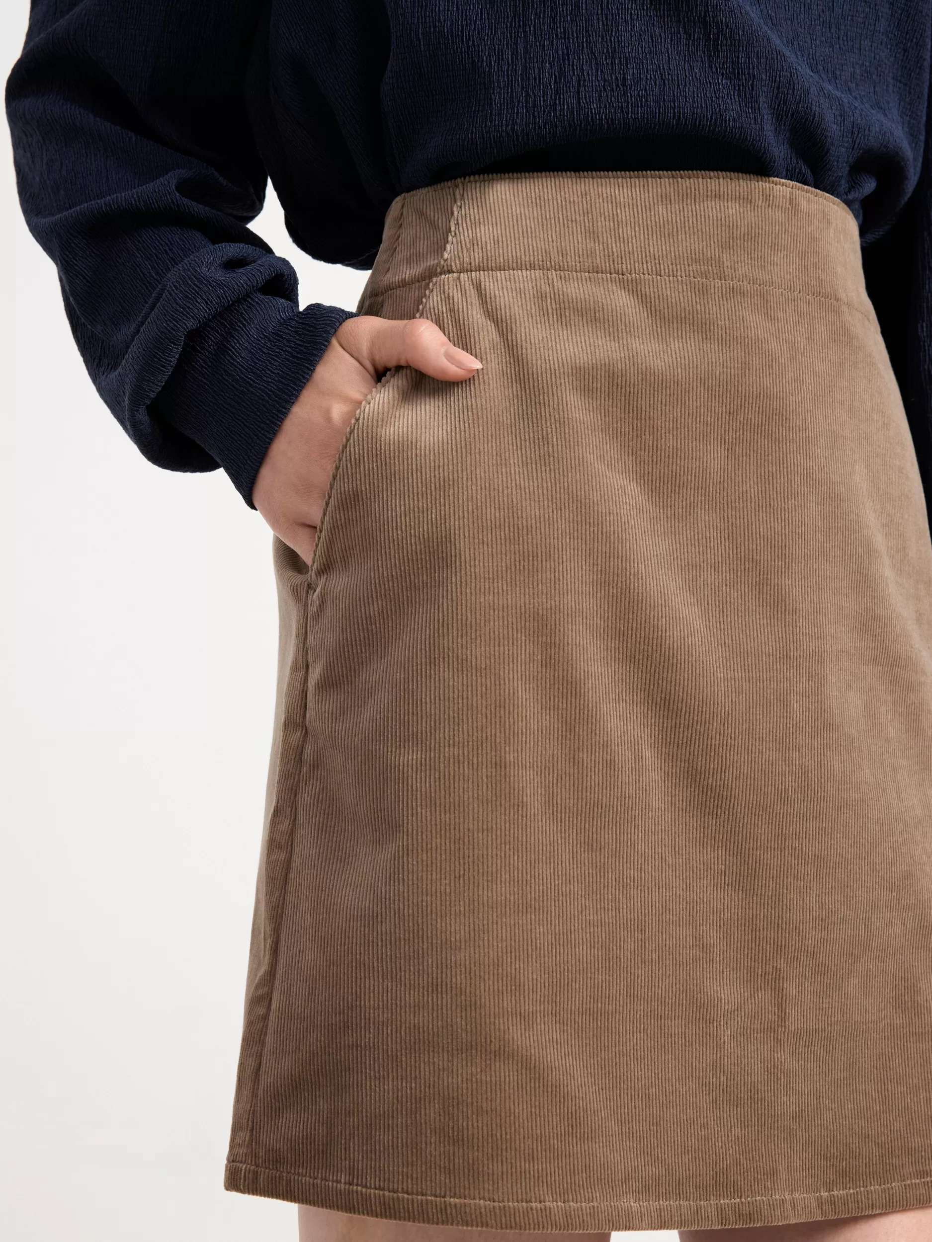 Lindex Skjørt<MiniSkjørt I Kordfloyel Dusty Khaki