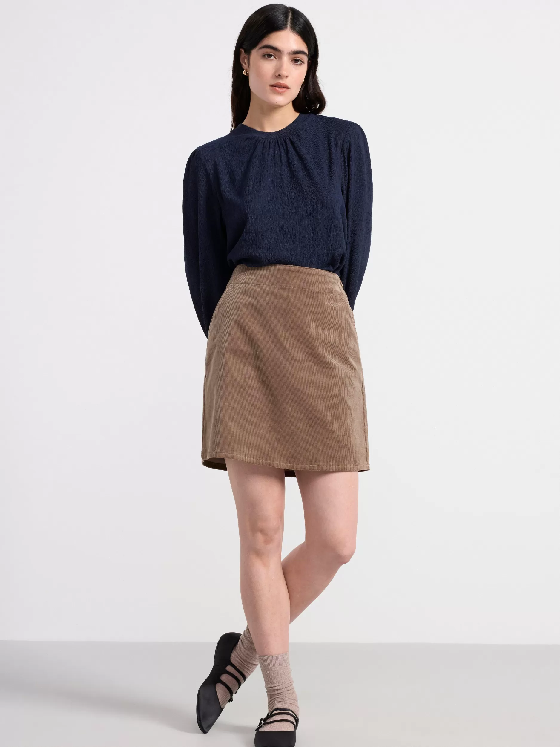 Lindex Skjørt<MiniSkjørt I Kordfloyel Dusty Khaki